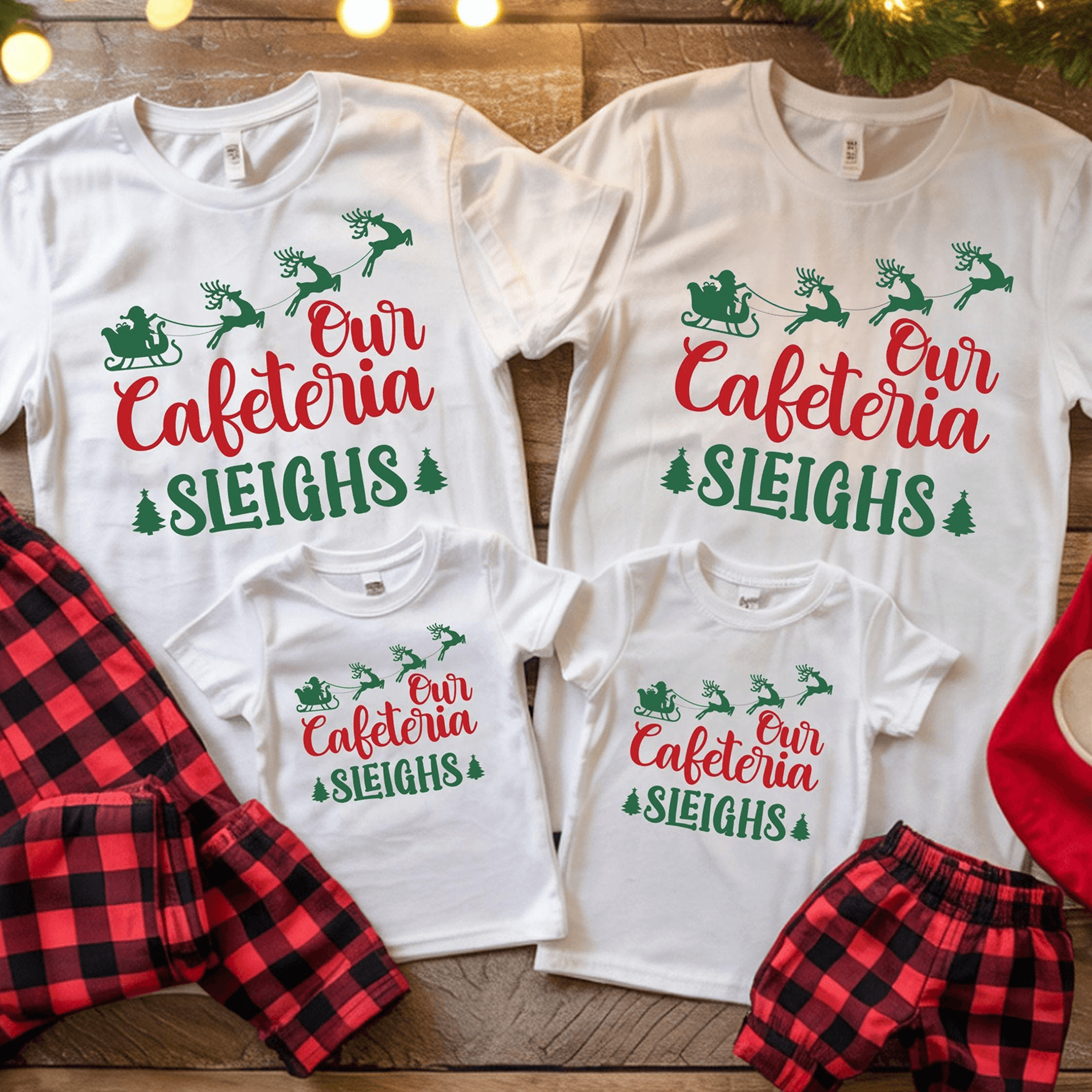our cafeteria sleighs christmas shirt, lunch lady christmas tee, cafeteria staff holiday shirt, school team christmas gi