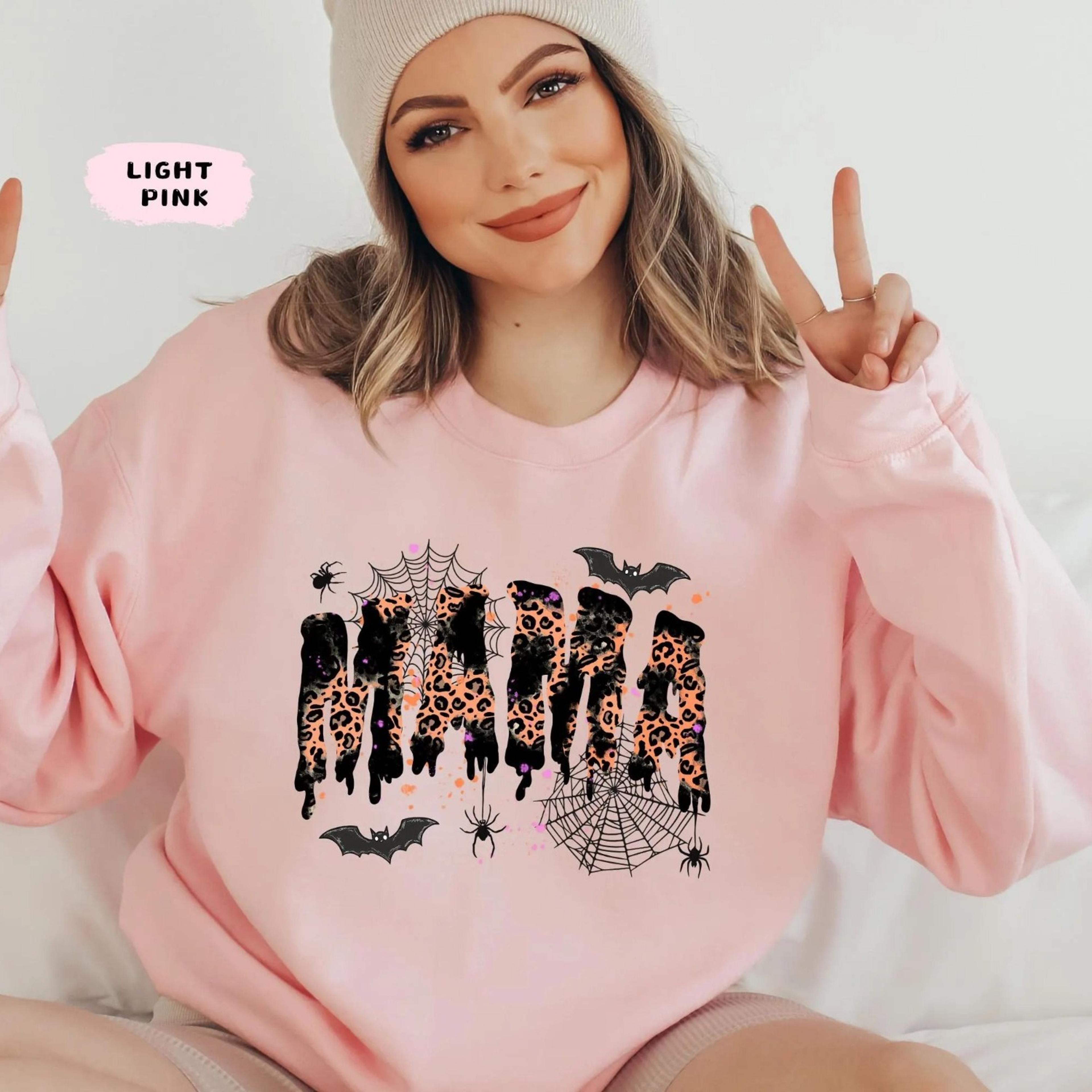 mama halloween sweatshirt, leopard mama sweatshirt, spooky mama crewneck, halloween mom sweatshirt, cute fall hoodie
