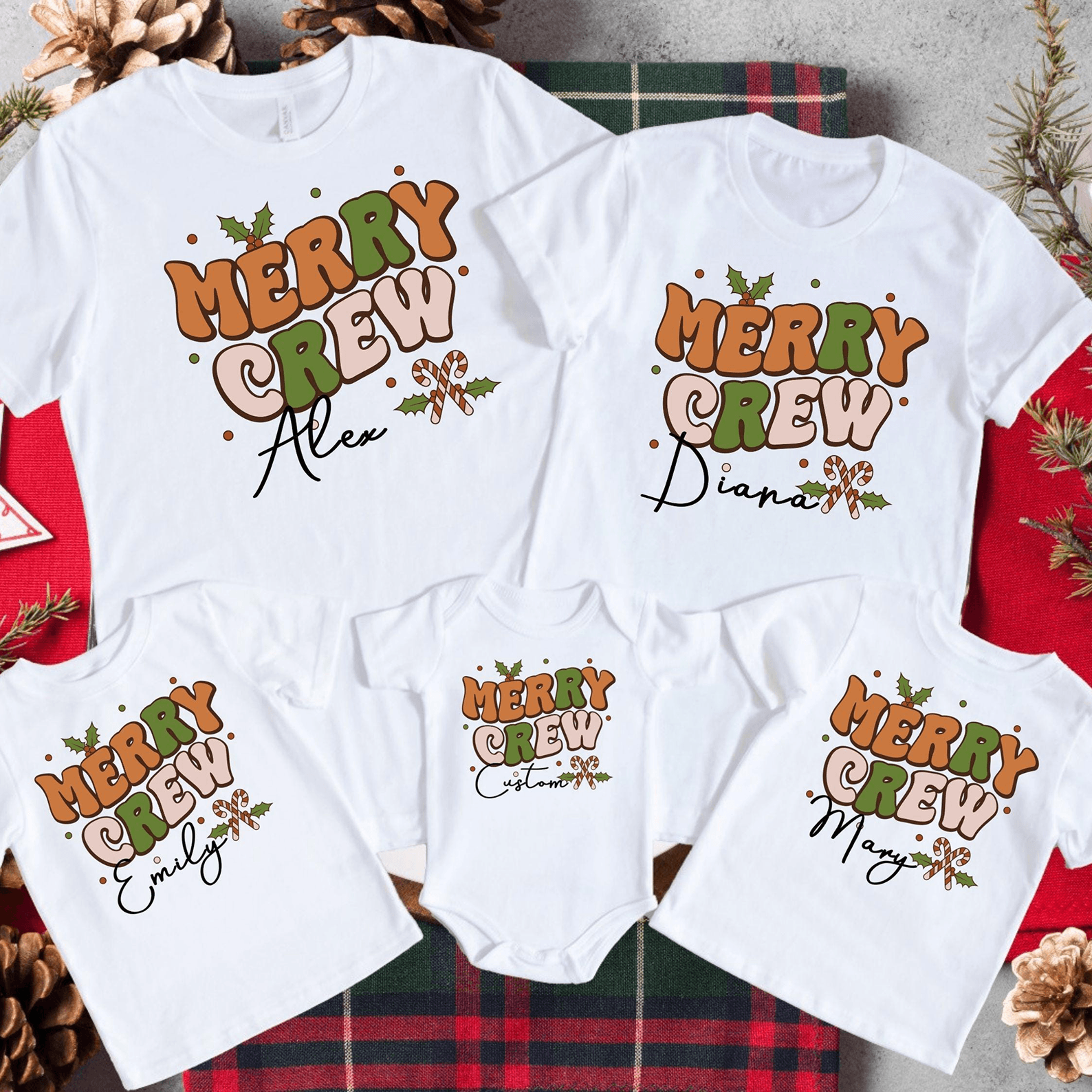 personalized christmas merry crew shirt, custom name family christmas tee, matching holiday shirt, personalized xmas gif