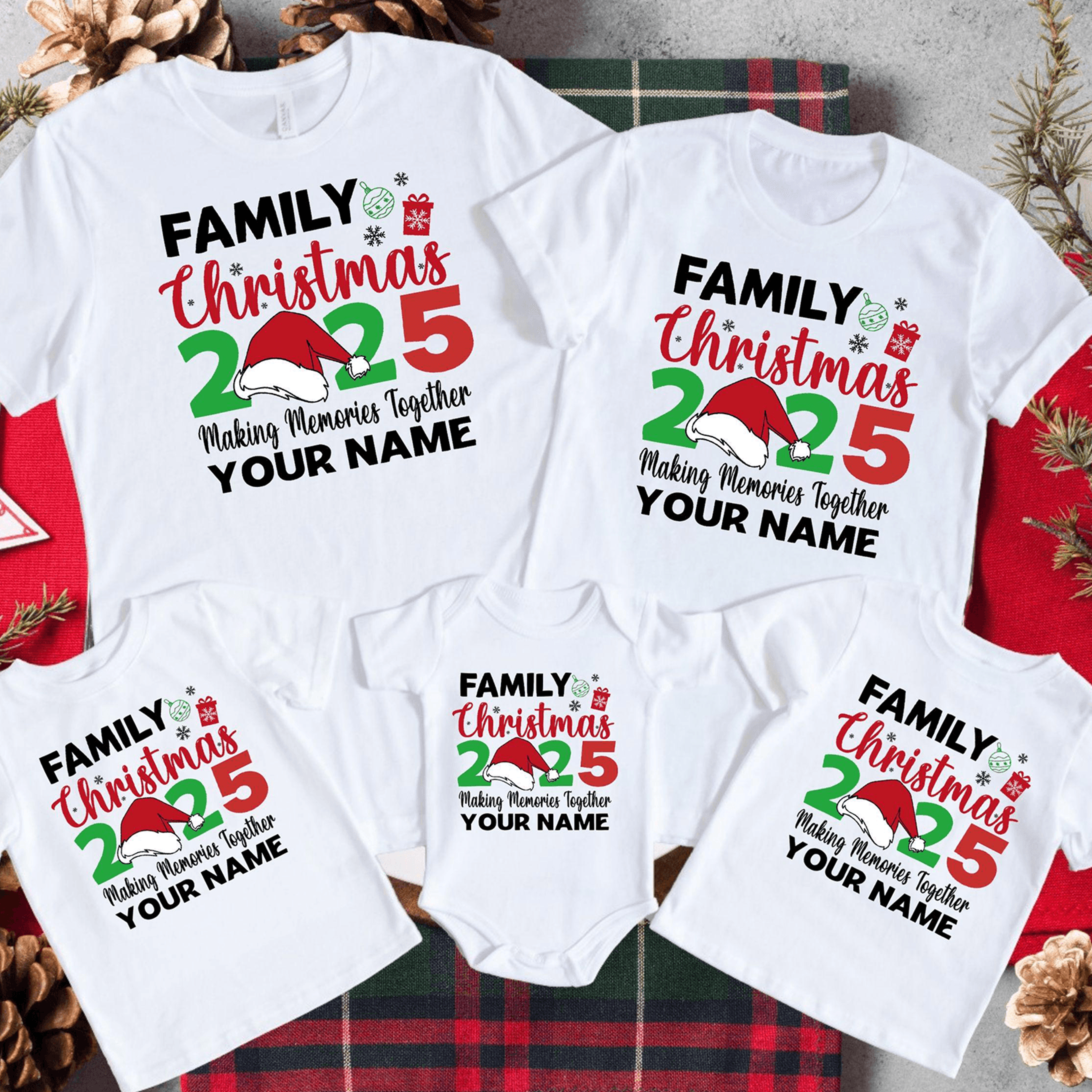 family christmas 2025 making memories together shirt, personalized matching family christmas shirt, custom holiday tee g