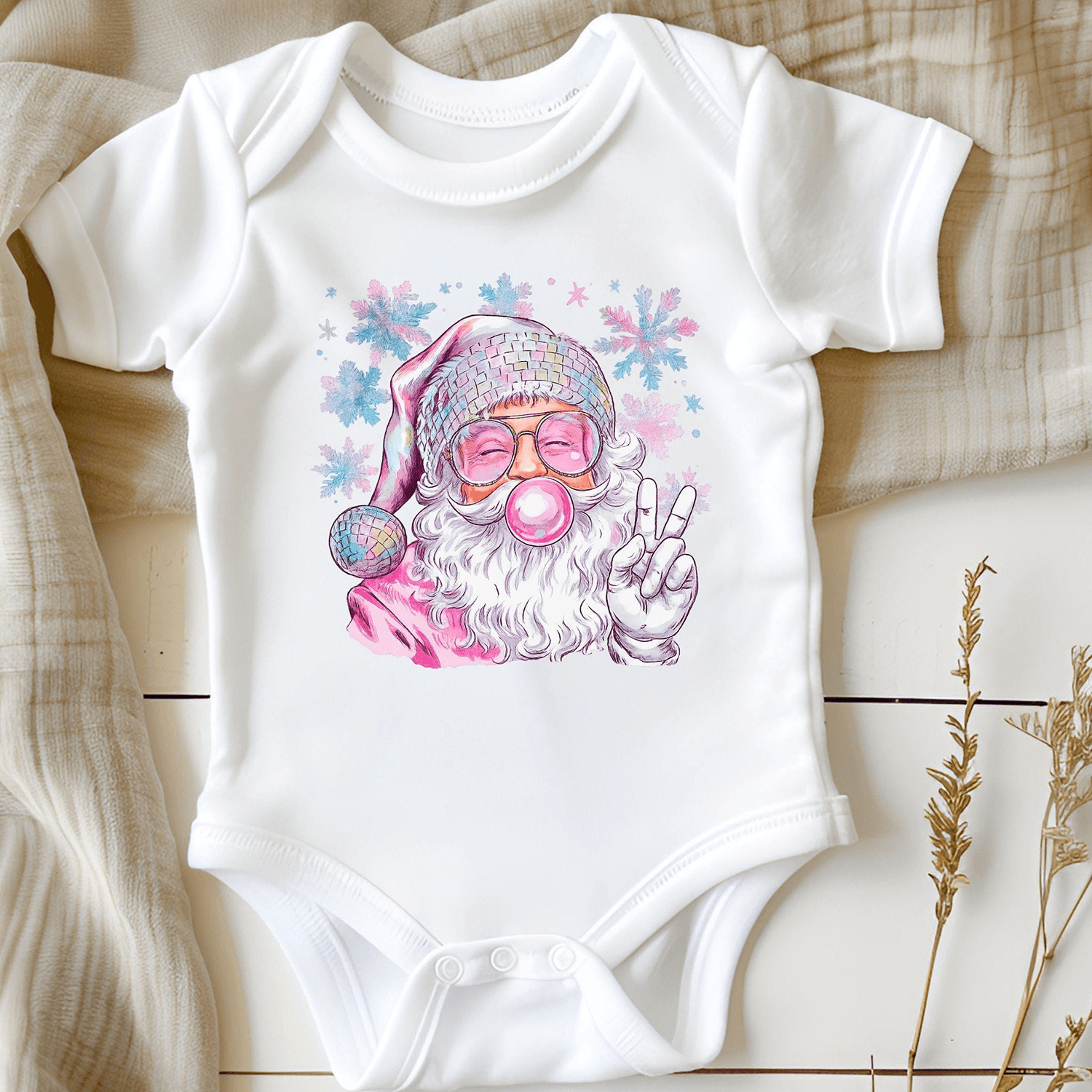 pink santa bubble gum christmas shirt, coquette santa tee, cute girls holiday shirt, retro christmas gift