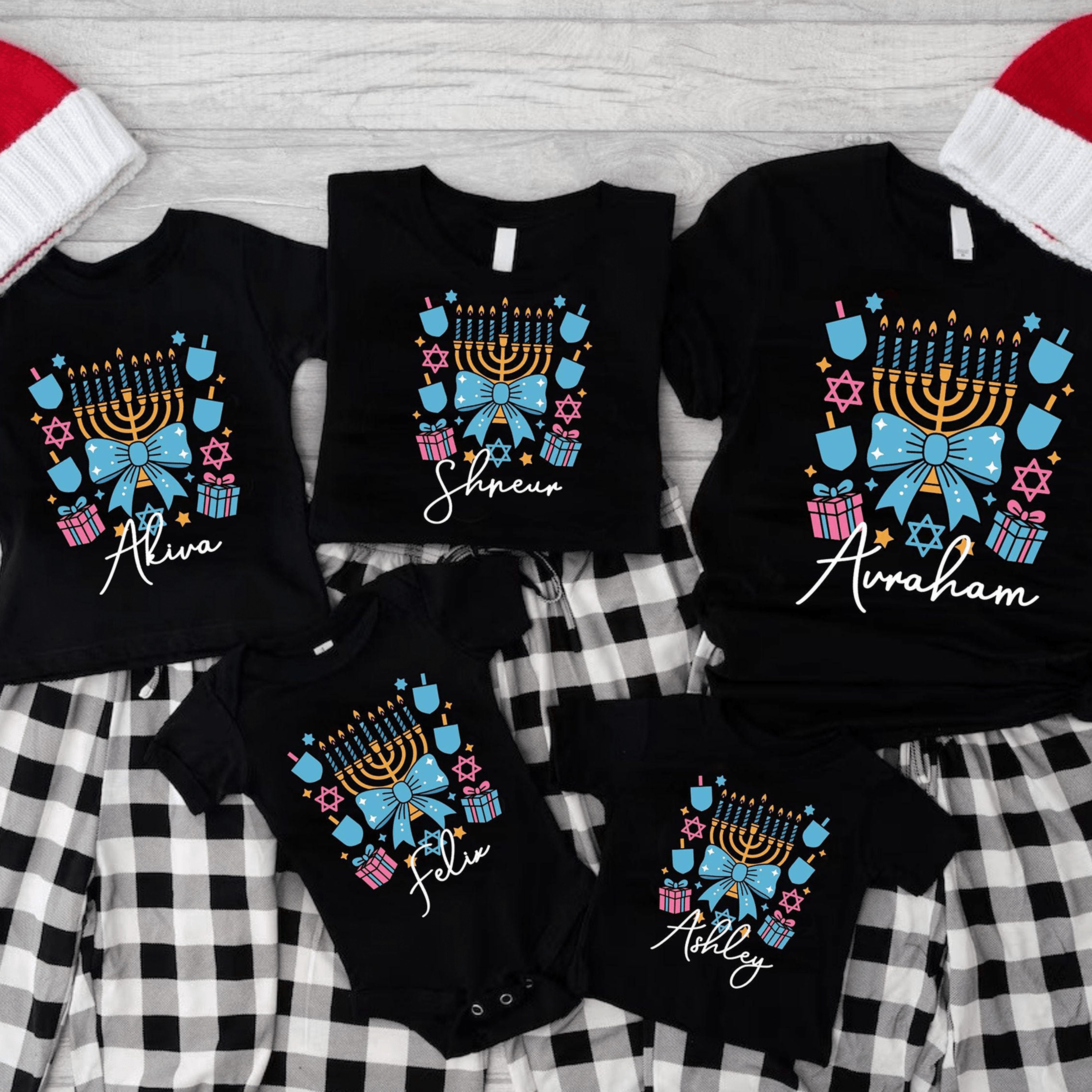 personalized hanukkah shirt, custom family hanukkah tee, jewish holiday shirt, matching festival of lights gift