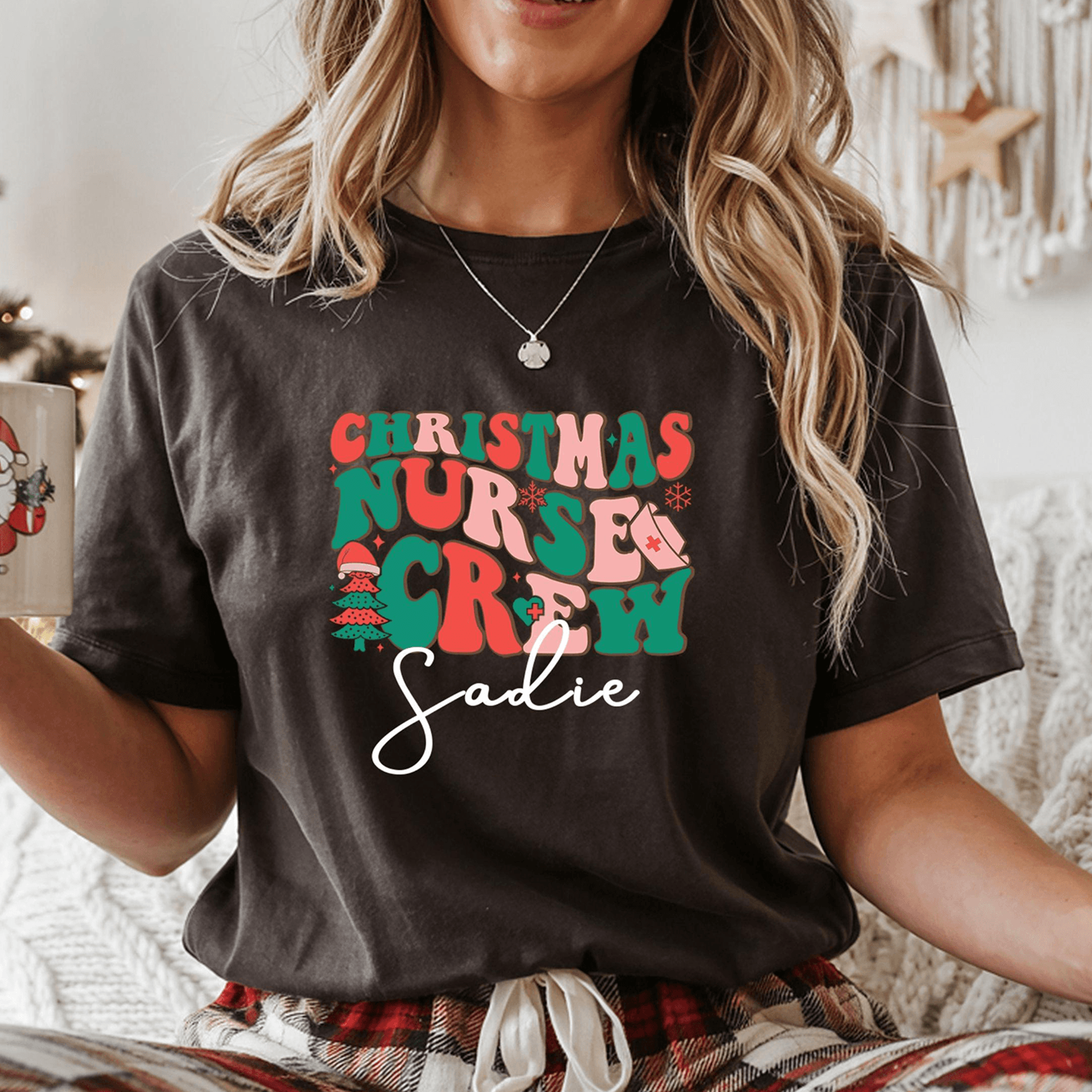 personalized christmas nurse shirt, custom nurse crew holiday tee, matching nursing team shirt, christmas gift for nurse