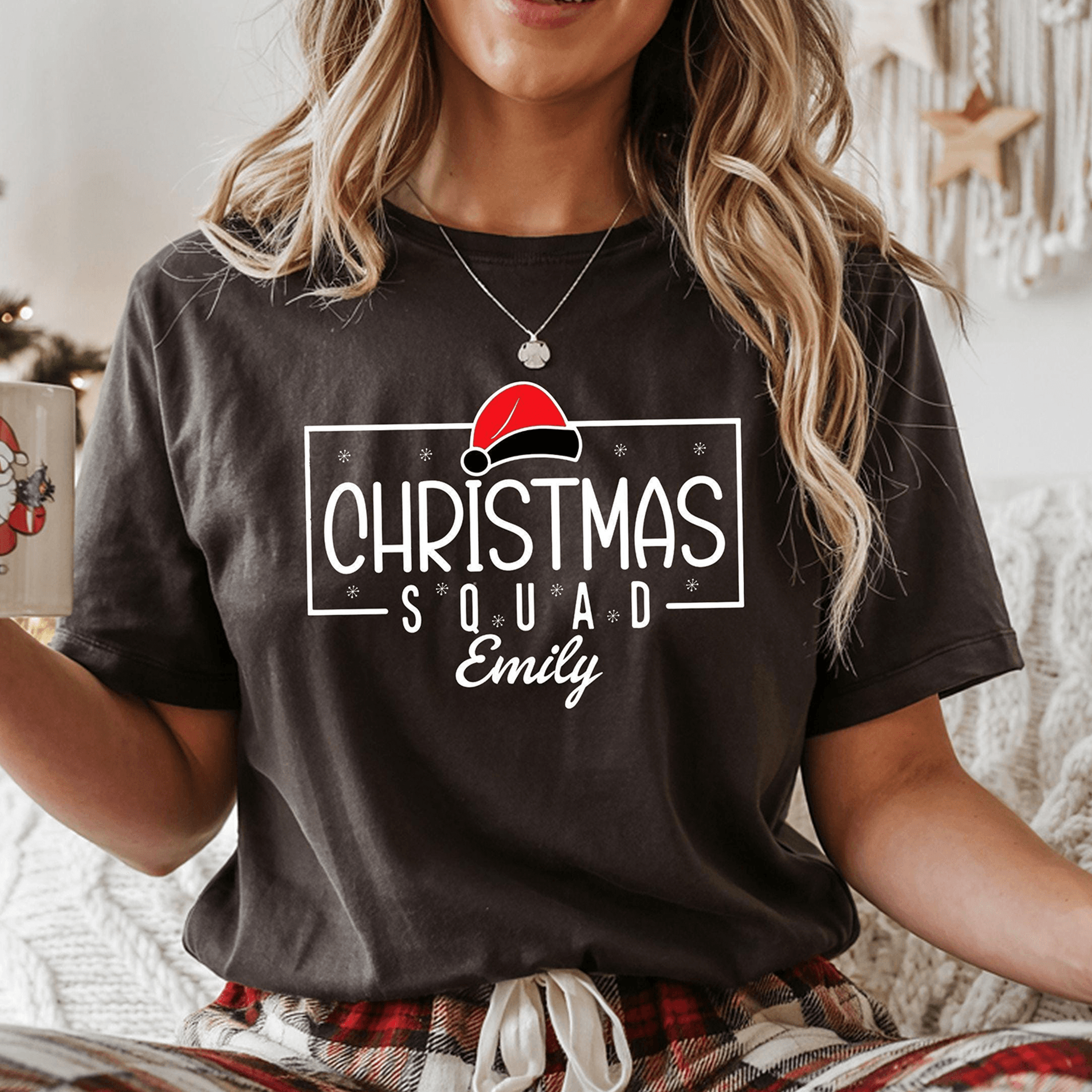 personalized christmas squad shirt, custom family holiday tee, matching christmas group shirt, custom name christmas gif