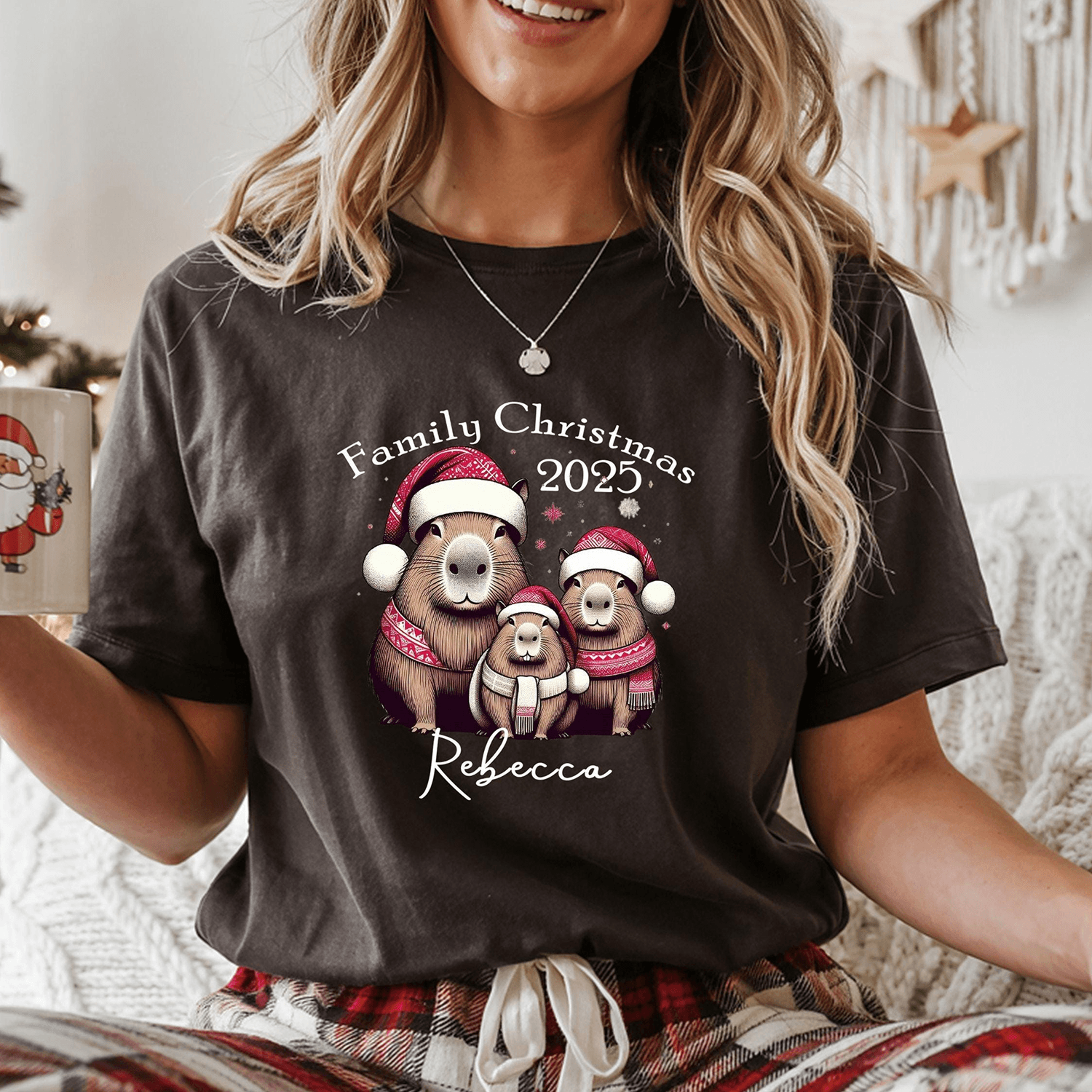 capybara christmas shirt, matching family christmas tee, cute holiday capybara shirt, funny christmas gift for animal lo