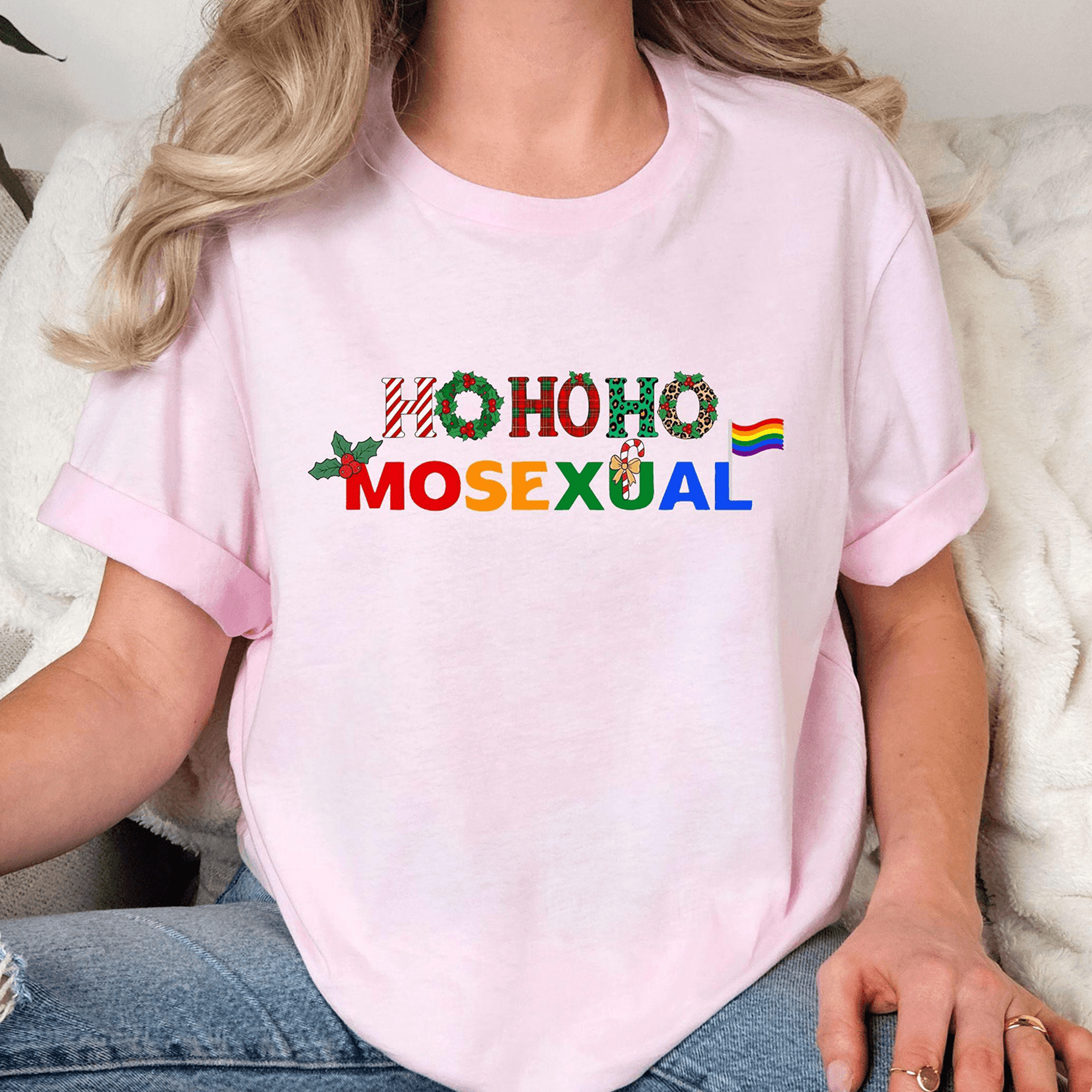 ho ho ho mosexual christmas shirt, funny lgbtq christmas tee, gay pride holiday shirt, queer christmas gift
