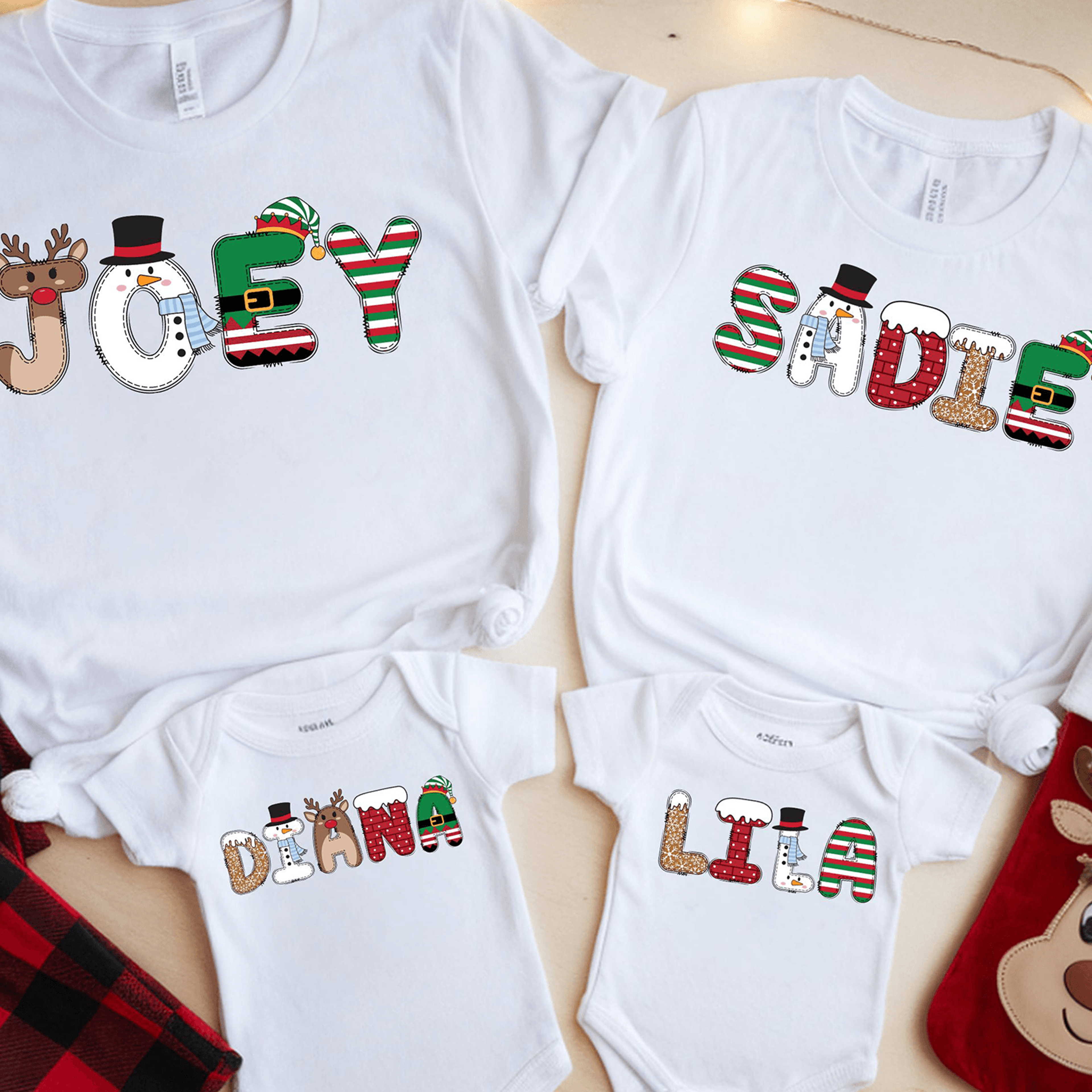 personalized family christmas name sweatshirt, custom doodle christmas crewneck, matching holiday sweatshirt, custom fam