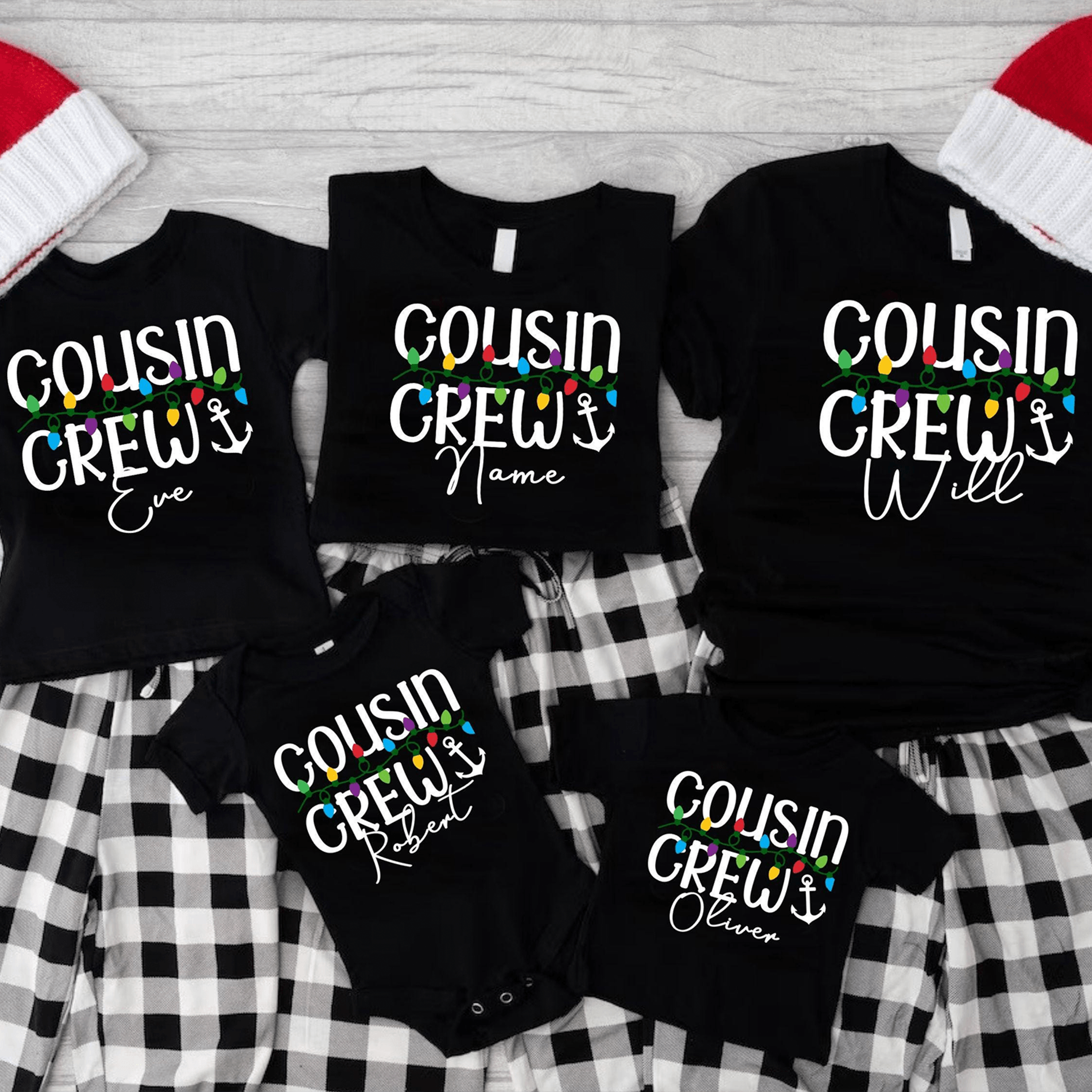 personalized christmas cousin shirt, custom cousin crew holiday tee, matching family christmas shirt, custom name cousin