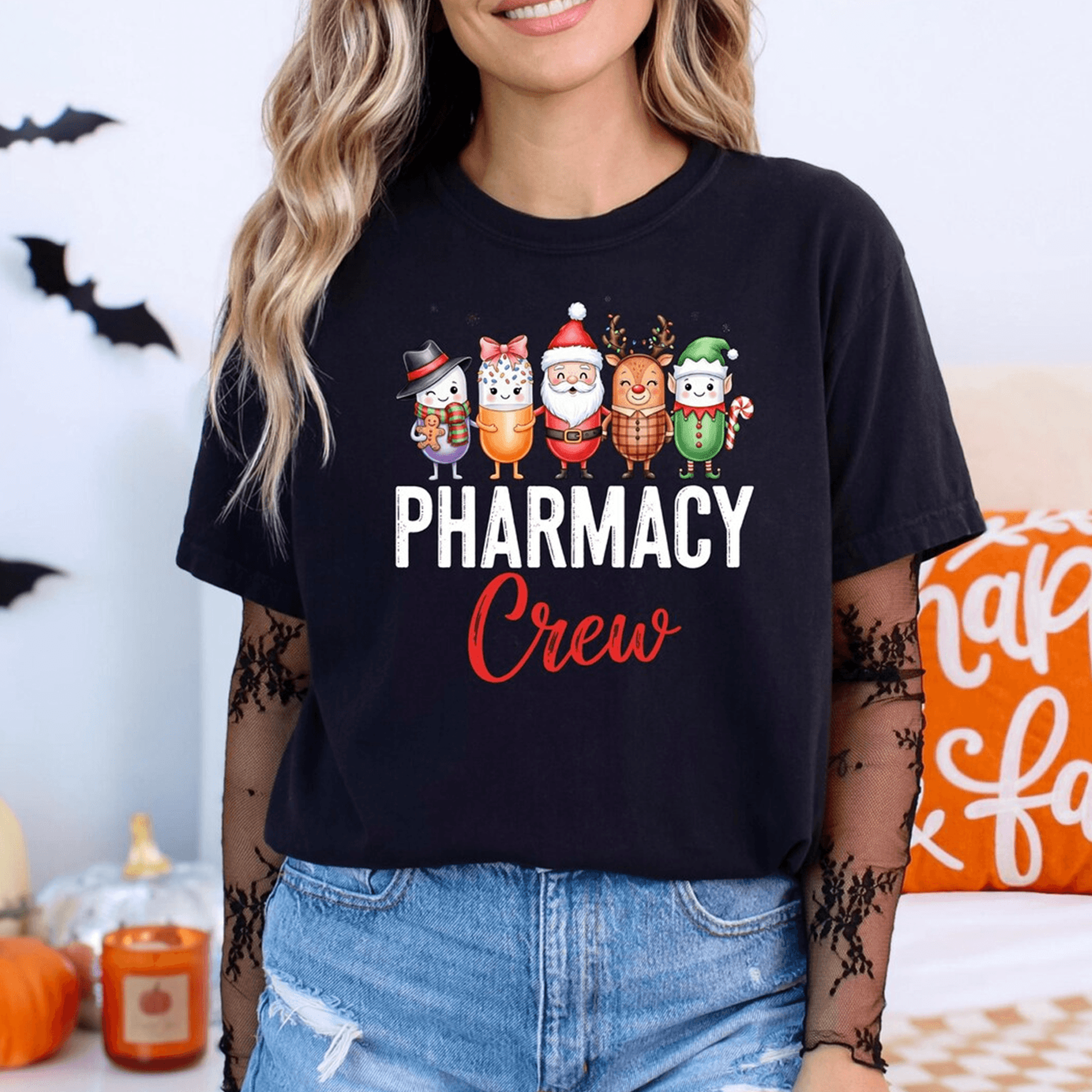personalized pharmacy christmas crew shirt, custom pharmacy team holiday tee, pharmacist christmas shirt, pharmacy staff