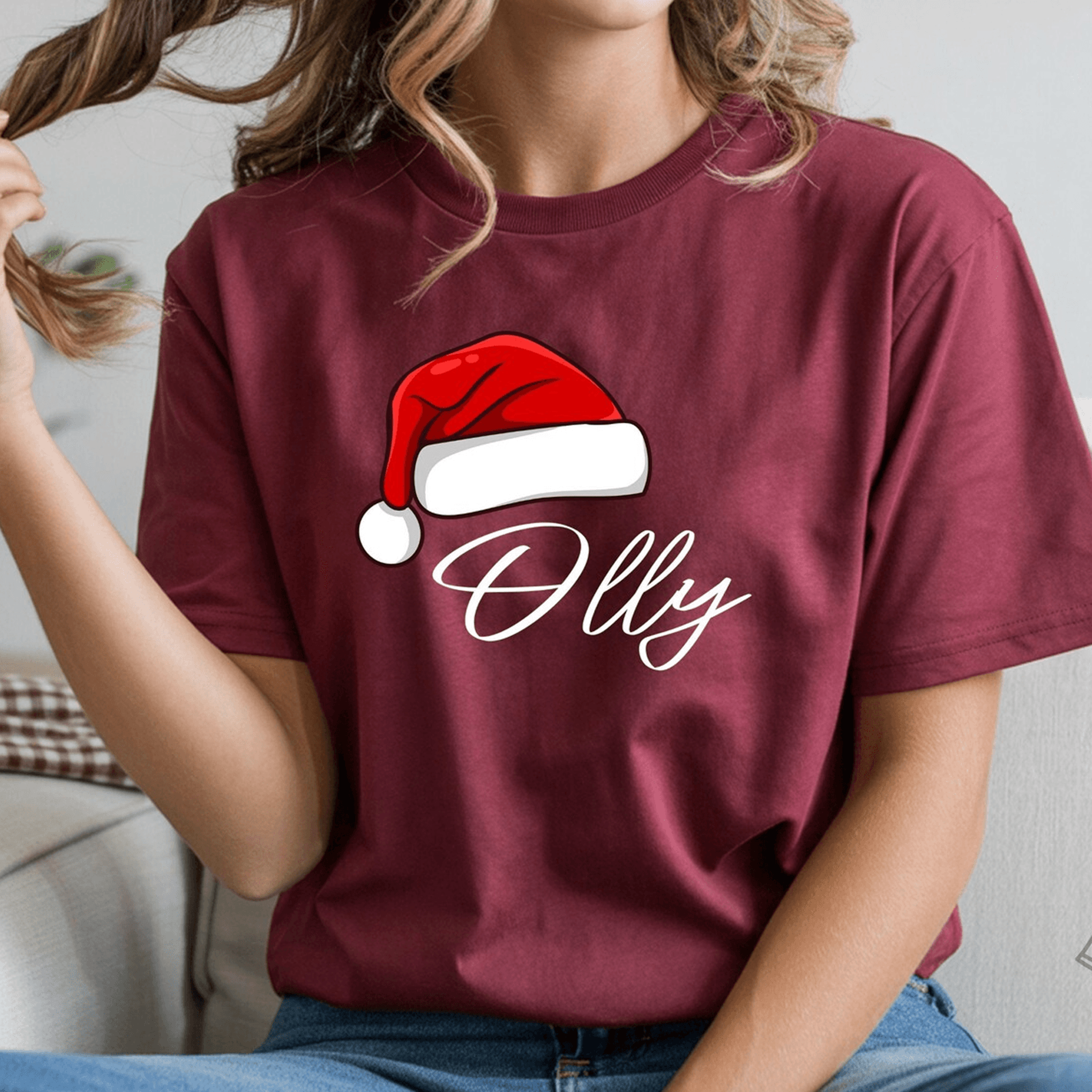 personalized matching family christmas shirt, custom holiday family tee, christmas crew shirt, custom name christmas gif