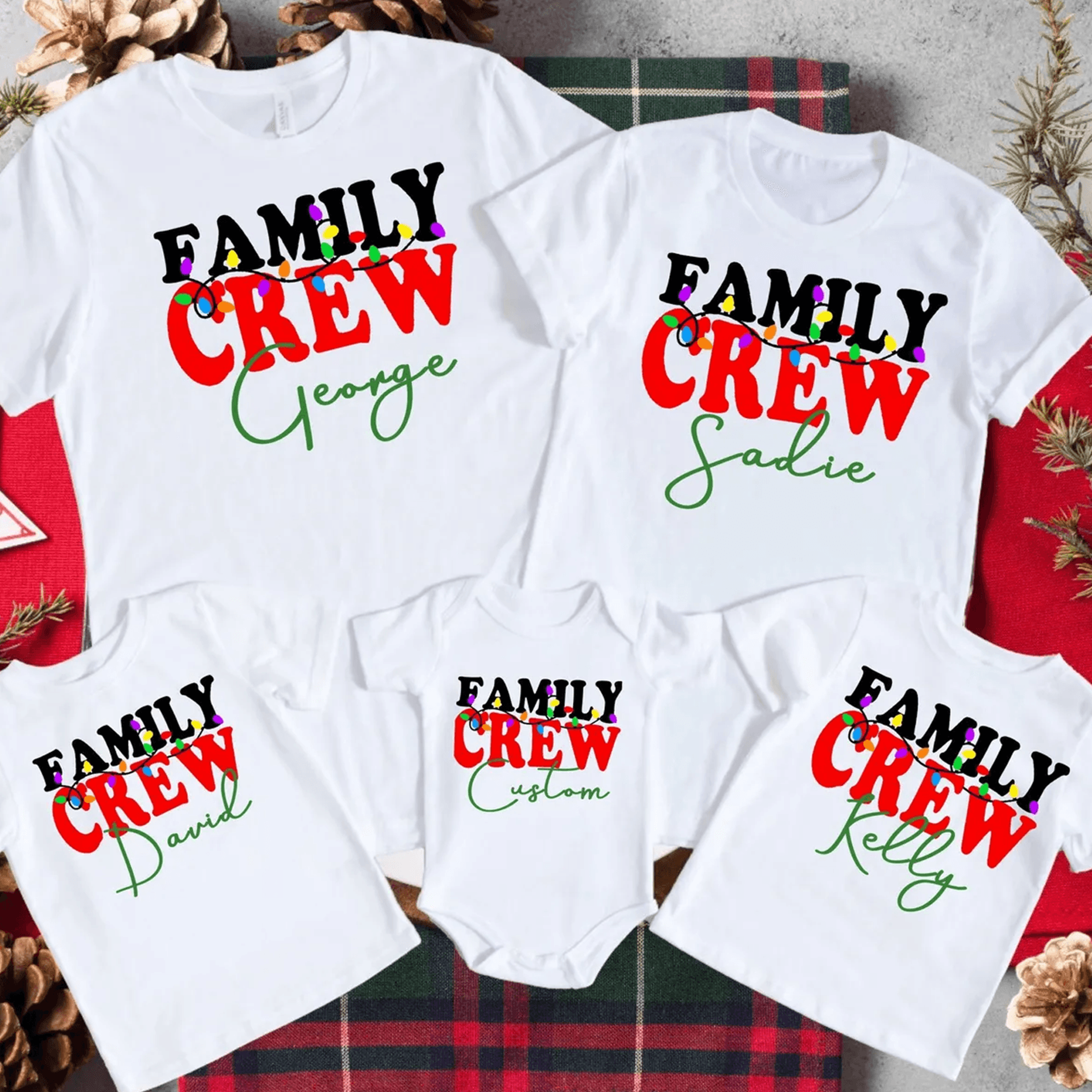 personalized family crew christmas shirt, custom name holiday tee, matching family christmas shirt, custom christmas gif