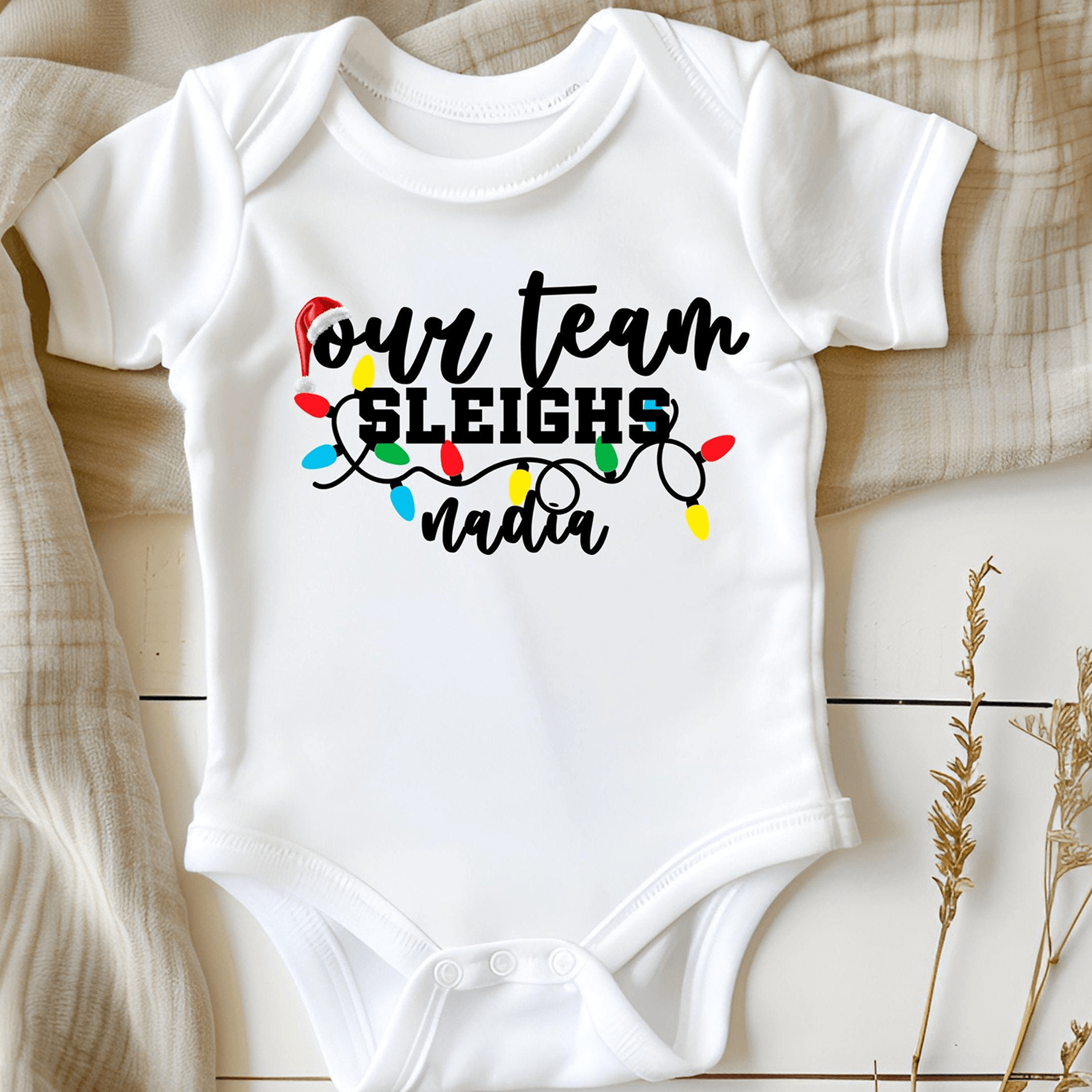 custom our team sleighs matching shirt, personalized team christmas shirt, office christmas team shirt gift