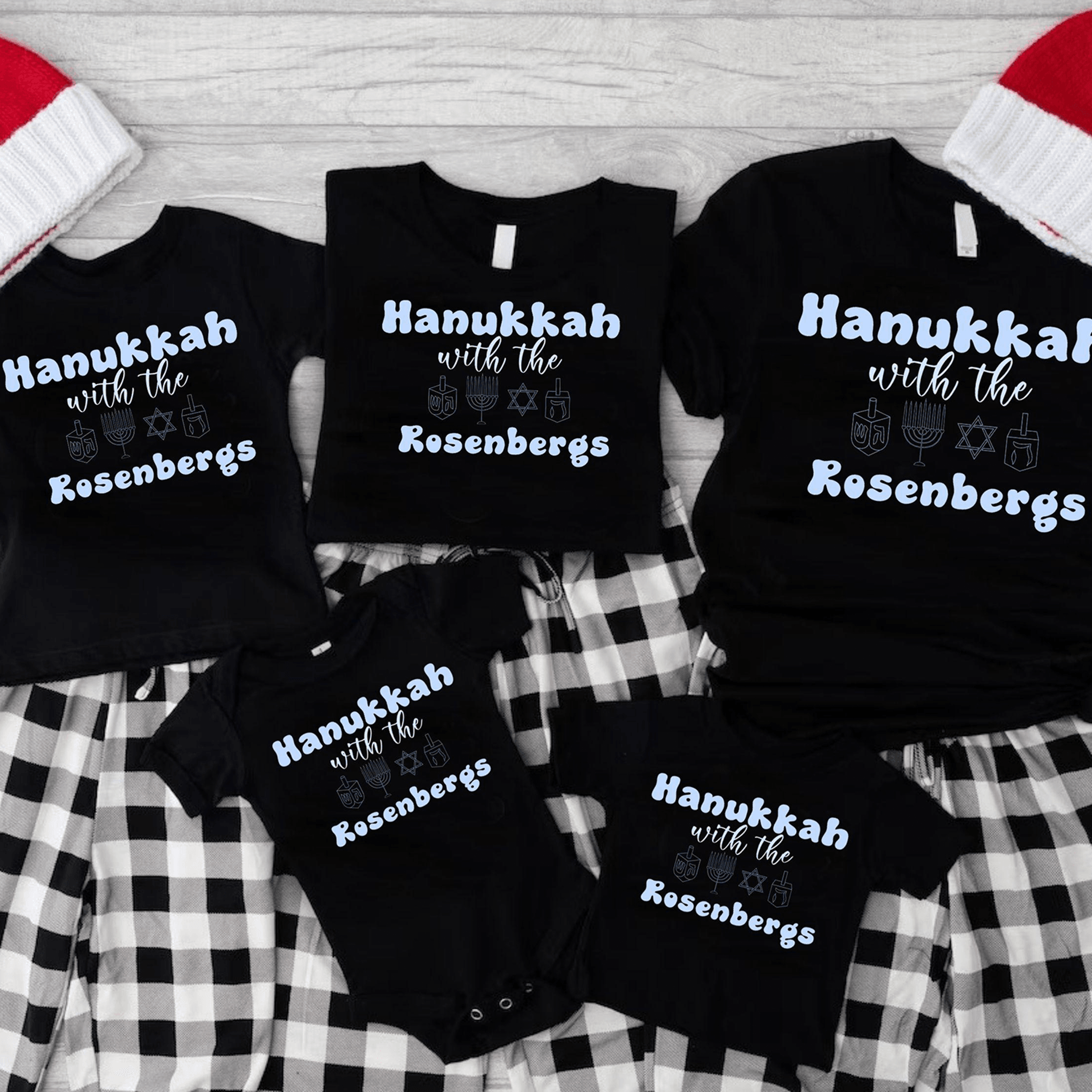 custom hanukkah matching family shirt, personalized hanukkah family shirt, jewish holiday family shirt gift