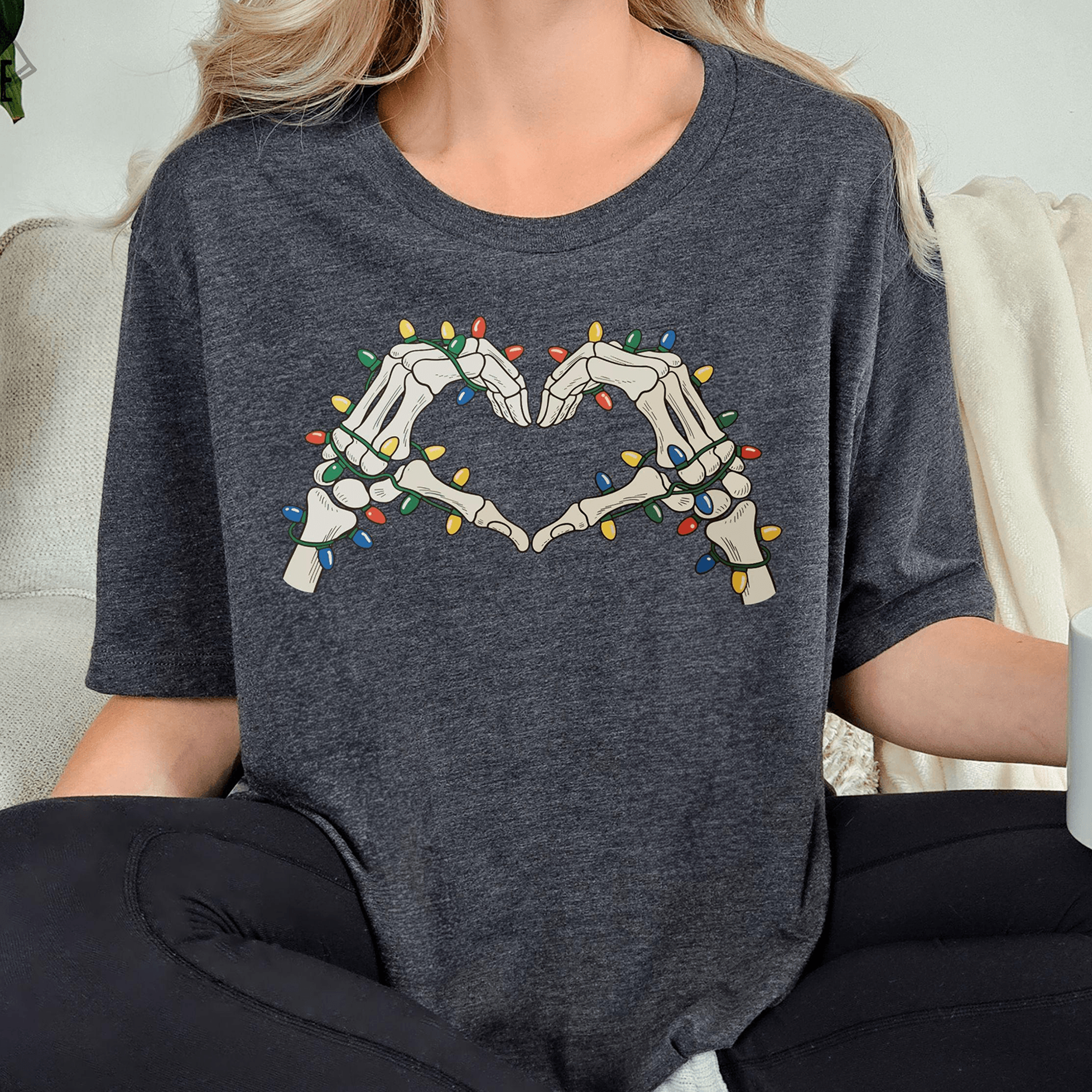 retro skeleton heart christmas shirt, skeleton heart christmas shirt, gothic christmas shirt, spooky holiday gift tee