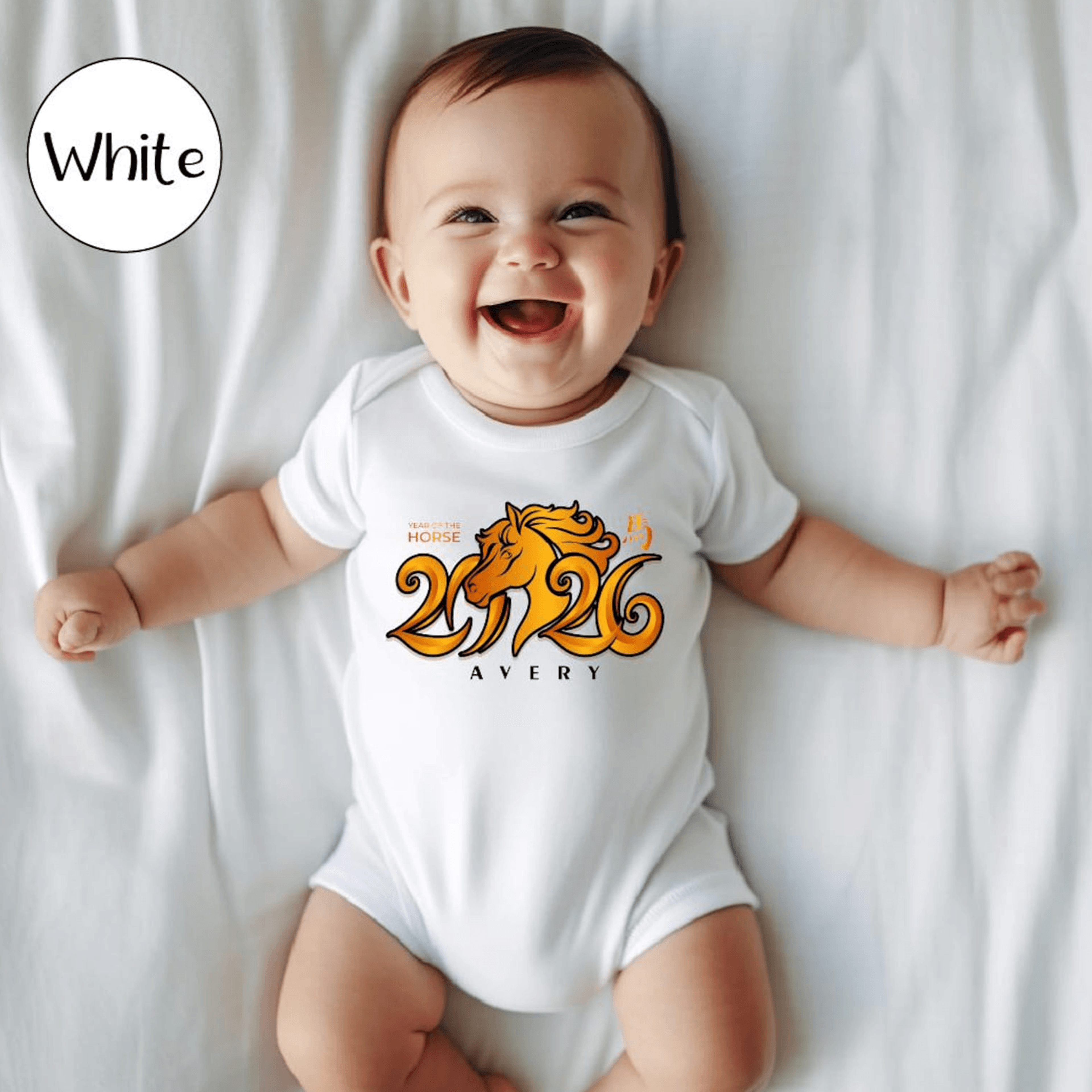 year of the horse 2026 baby bodysuit, chinese new year baby outfit, personalized lunar new year baby gift