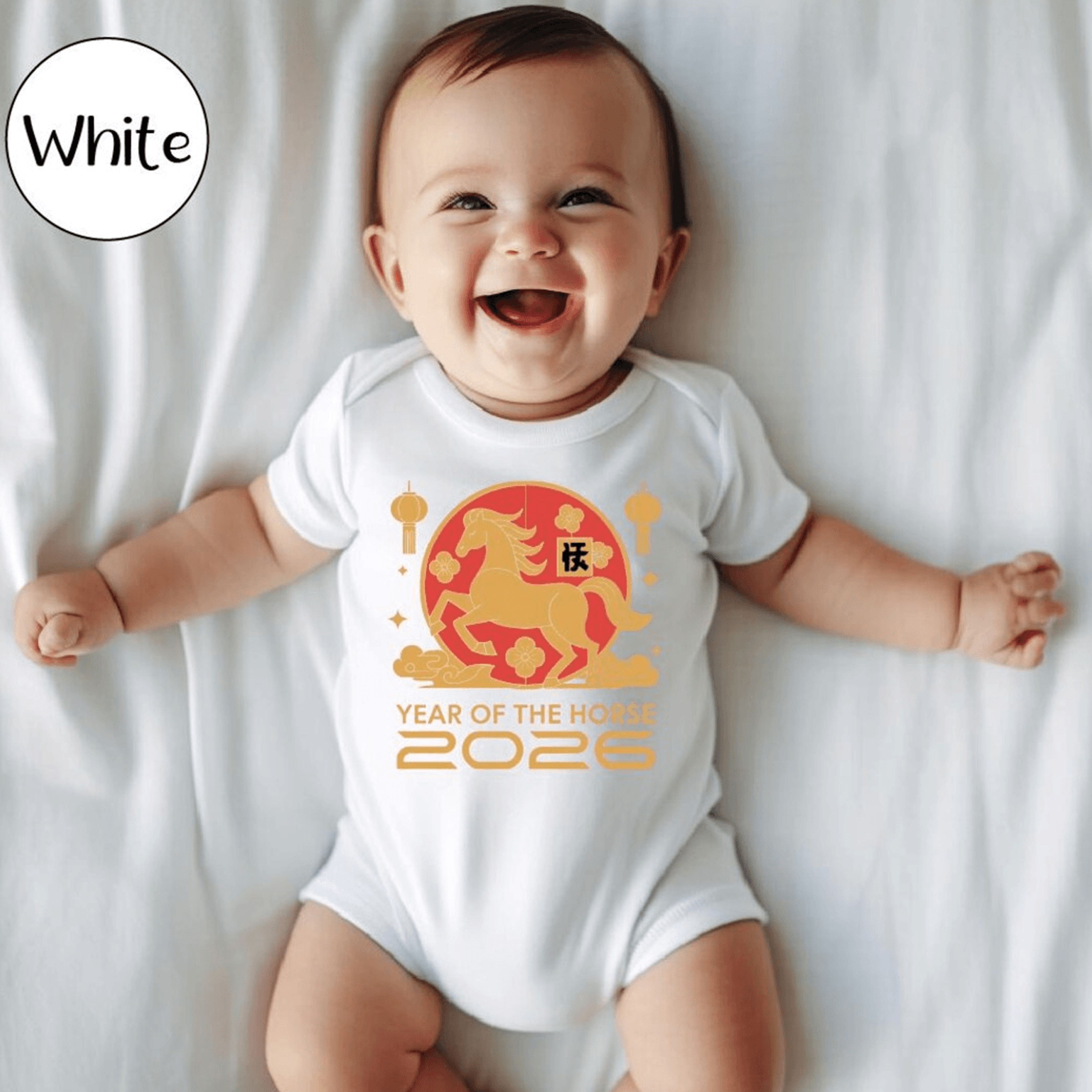 year of the horse 2026 baby bodysuit, chinese new year baby outfit, lunar new year horse baby gift, zodiac onesie