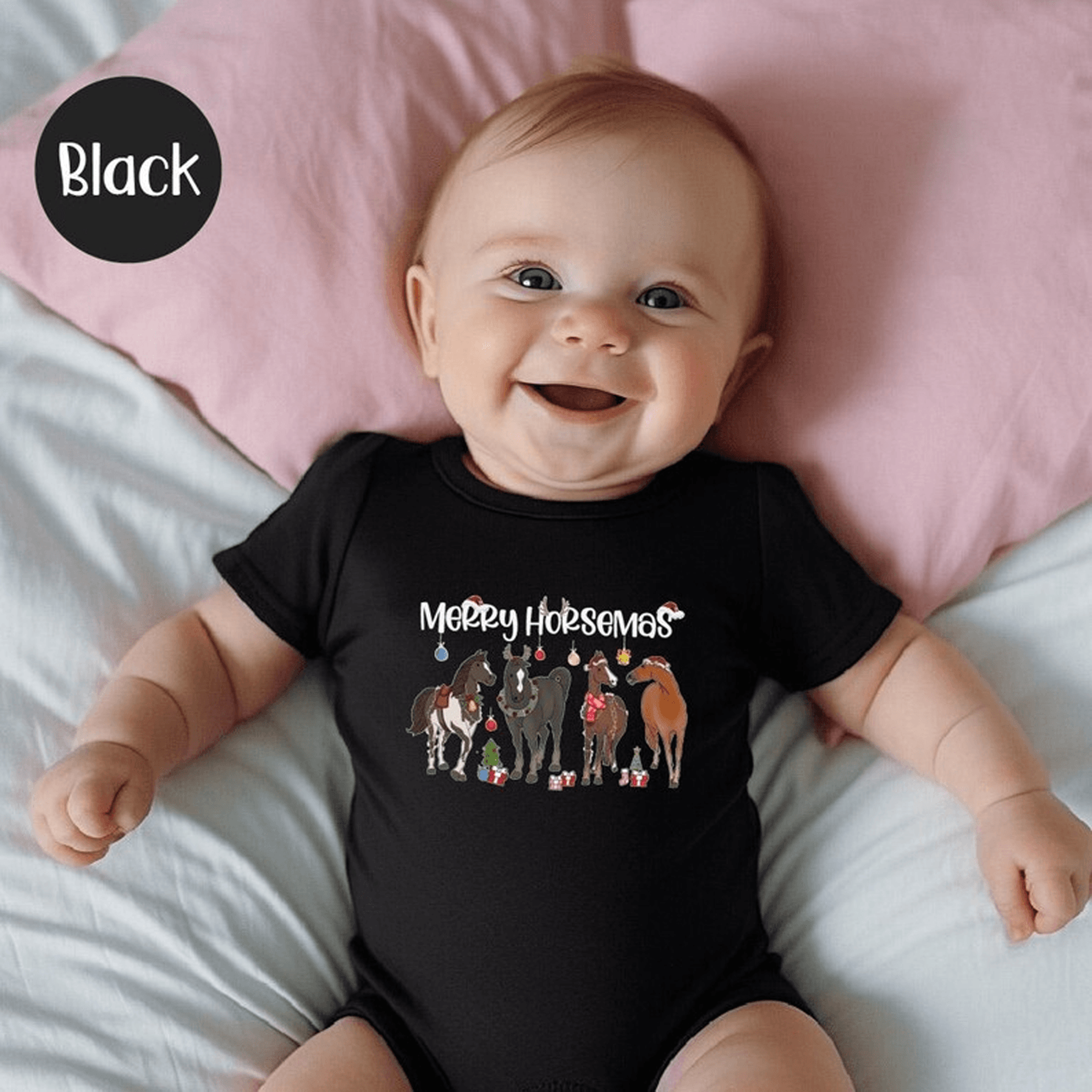 merry horsemas kids christmas shirt, horse christmas toddler tee, baby bodysuit, horse lover christmas gift