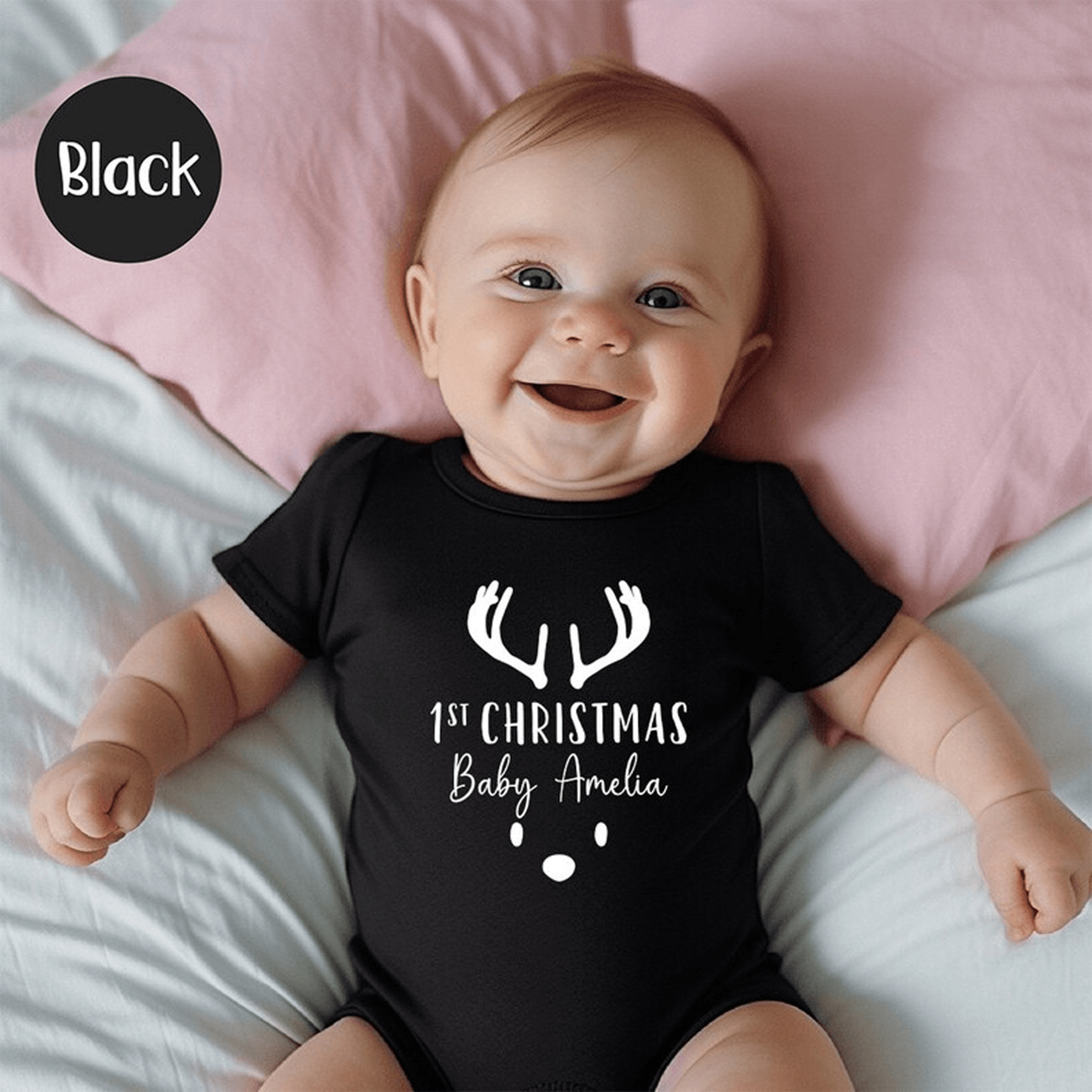 baby's first christmas bodysuit, reindeer baby christmas outfit, newborn xmas bodysuit, first christmas baby gift