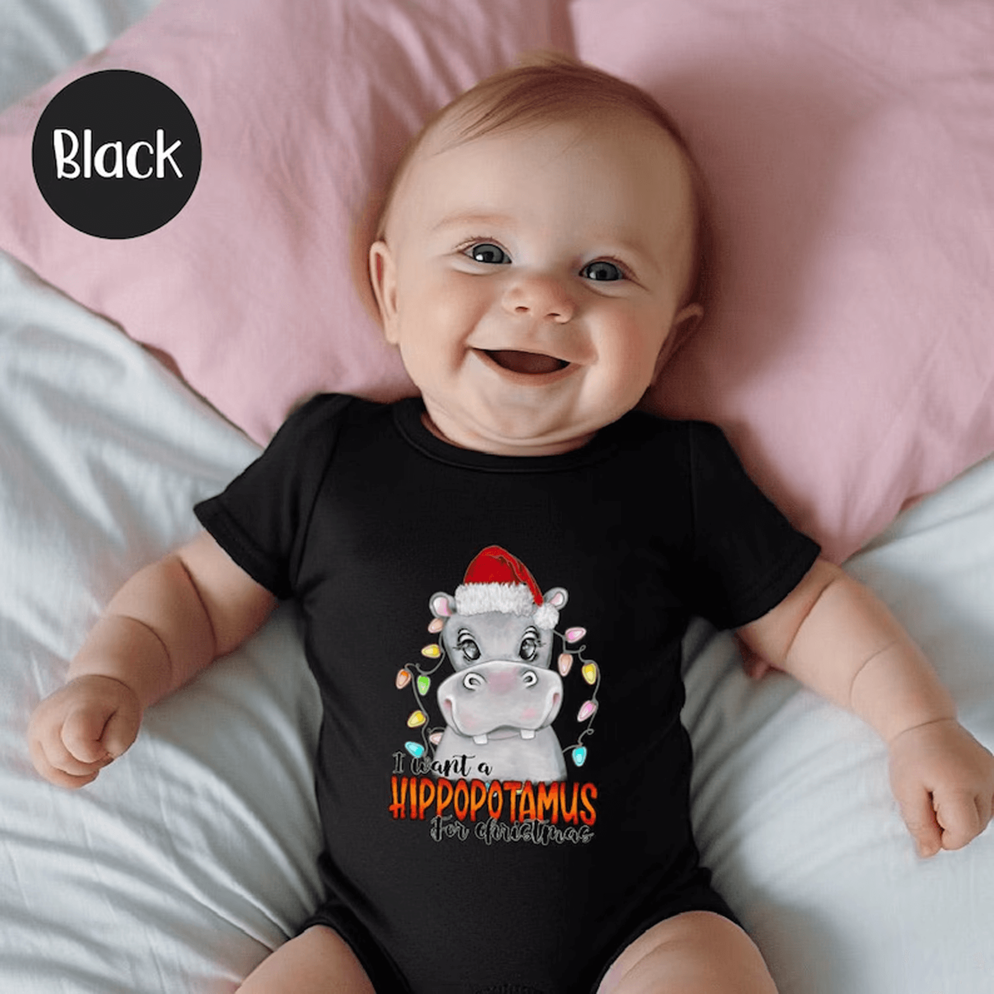 i want a hippopotamus for christmas baby bodysuit, hippo christmas toddler shirt, cute kids xmas gift