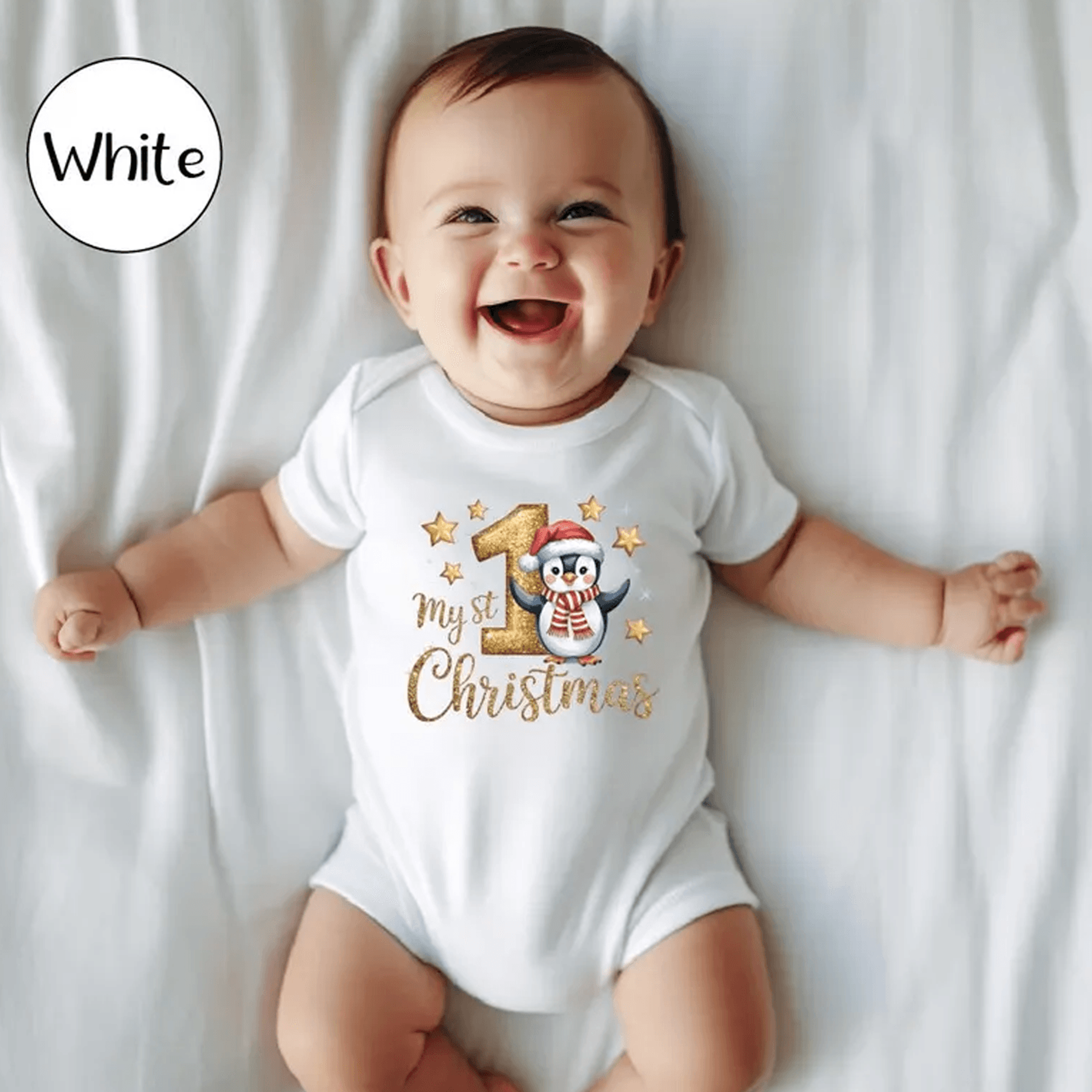 penguin my 1st christmas baby bodysuit, baby first christmas outfit, penguin toddler shirt, newborn xmas gift