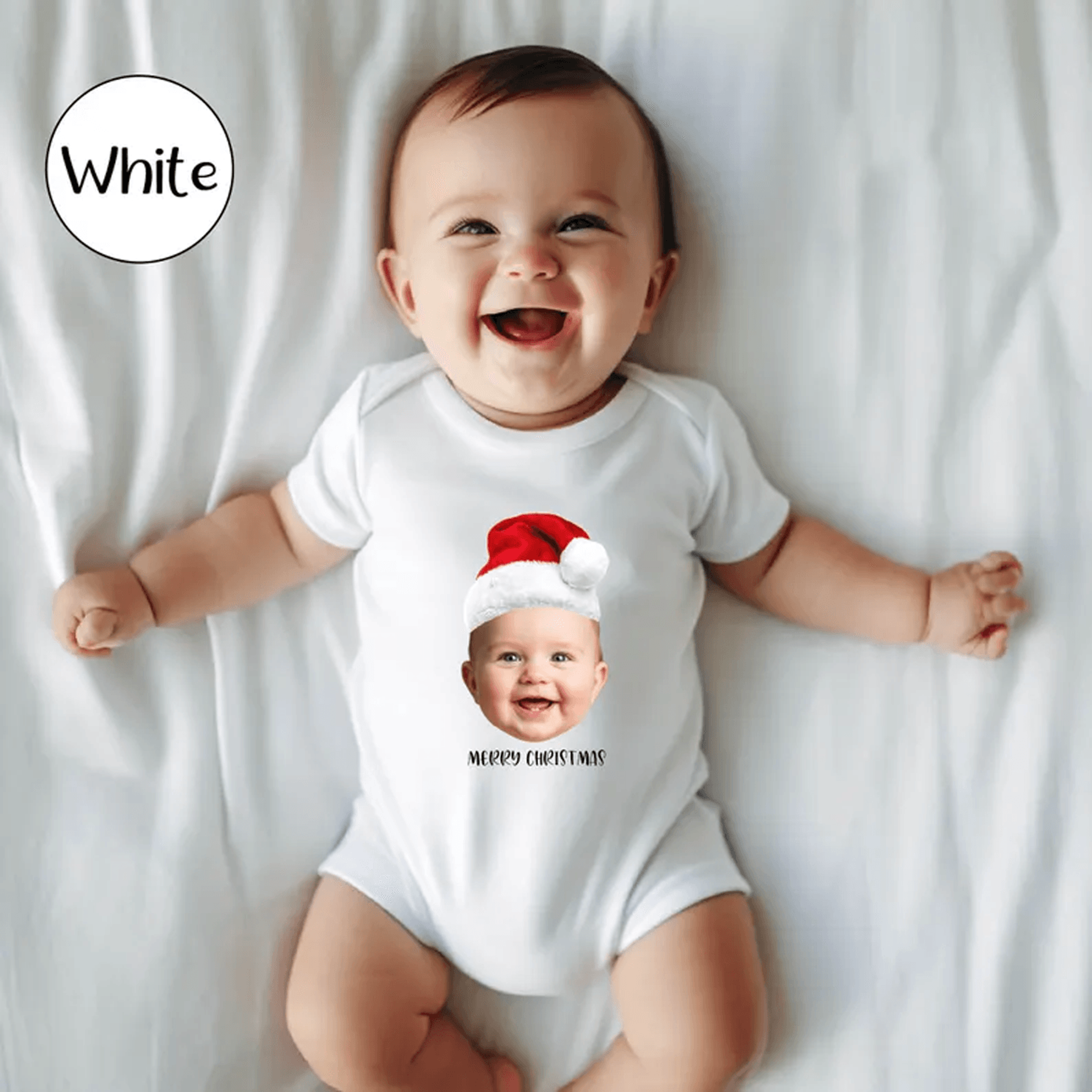 custom photo merry christmas baby bodysuit, personalized christmas toddler shirt, kids photo holiday gift