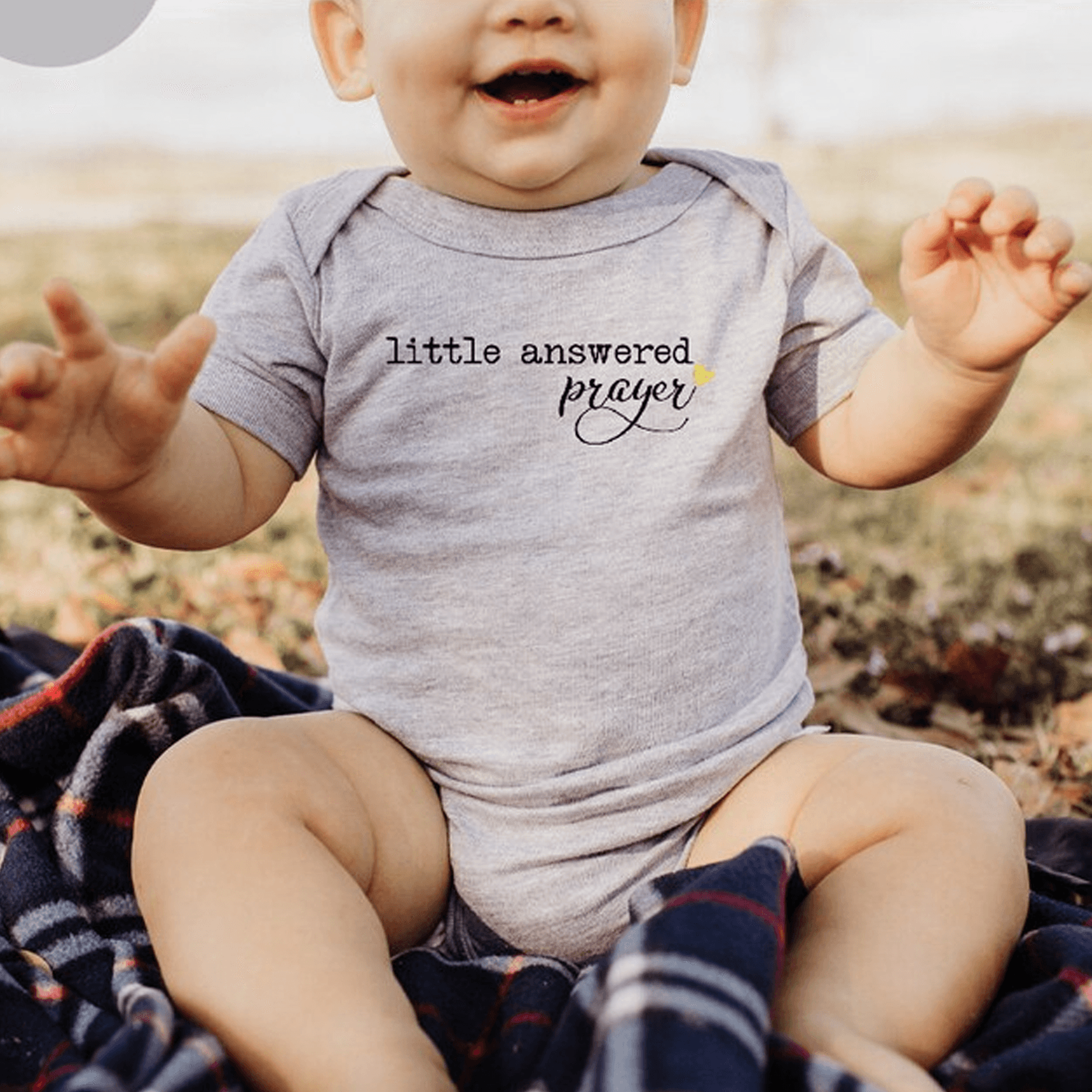 little answered prayer baby bodysuit, christian baby onesie, pregnancy announcement, newborn baby shower gift