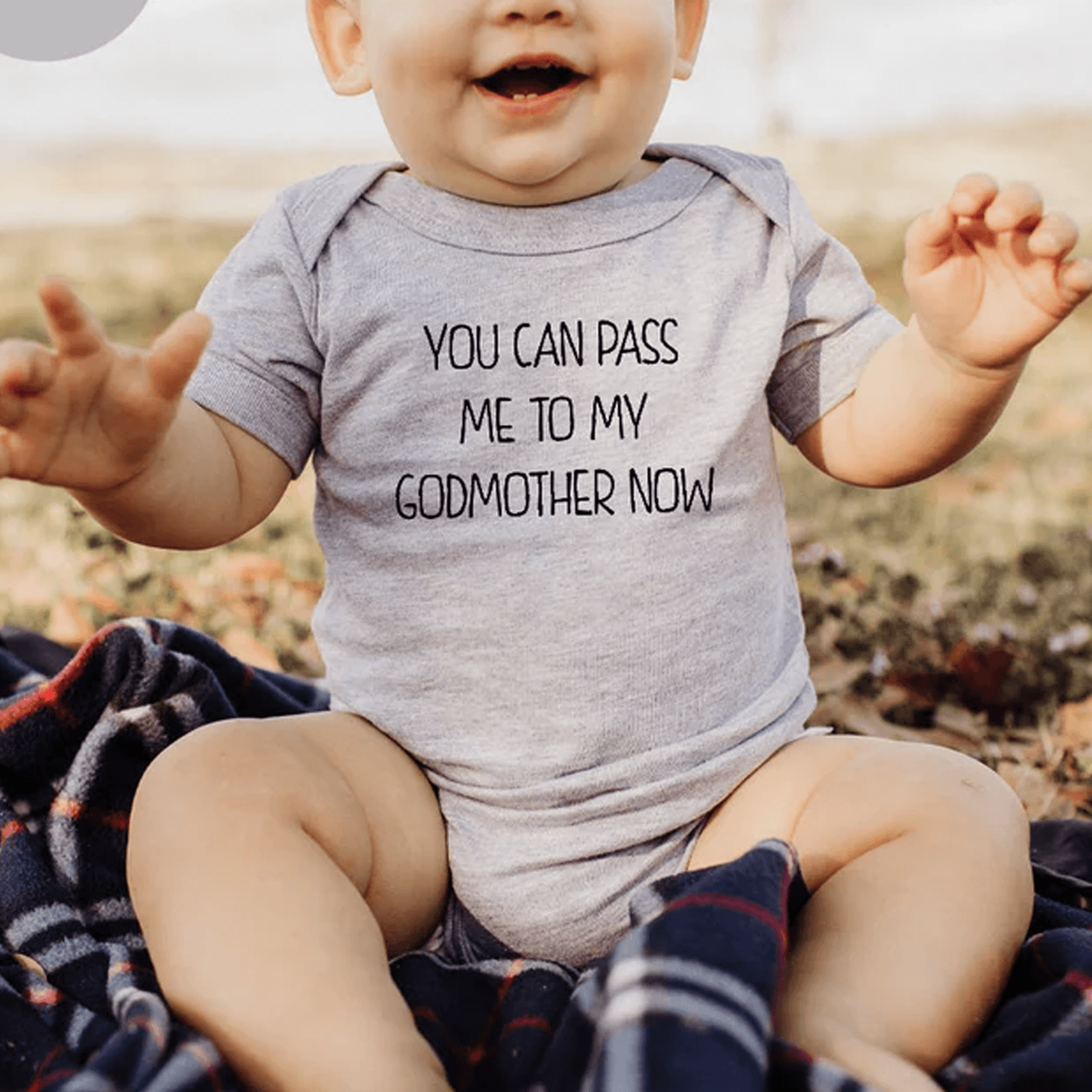 you can pass me to my godmother now baby bodysuit, funny godmother onesie, baptism gift, christening baby shirt