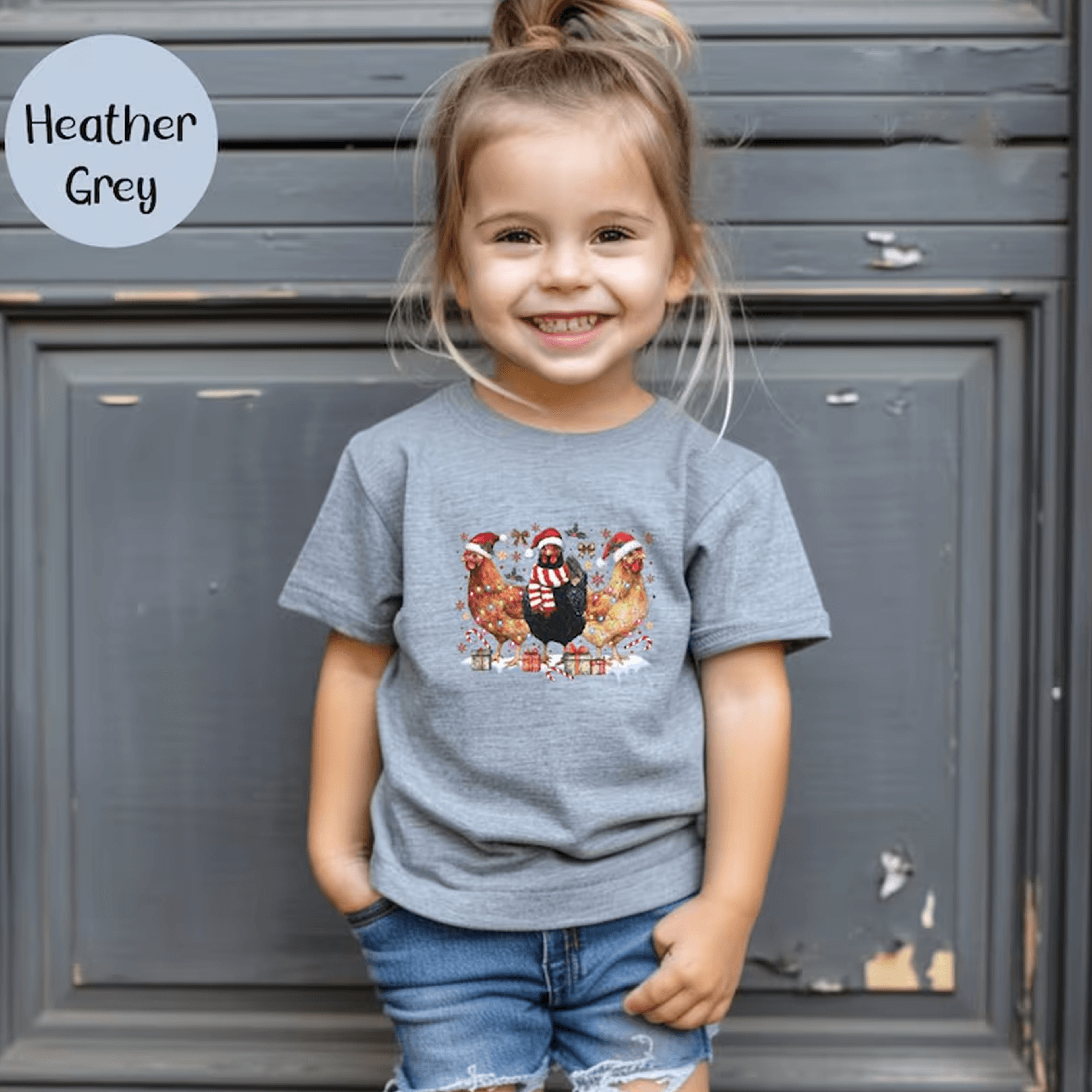 christmas chicken toddler shirt, farm animal holiday bodysuit, kids christmas chicken tee, chicken lover xmas gift