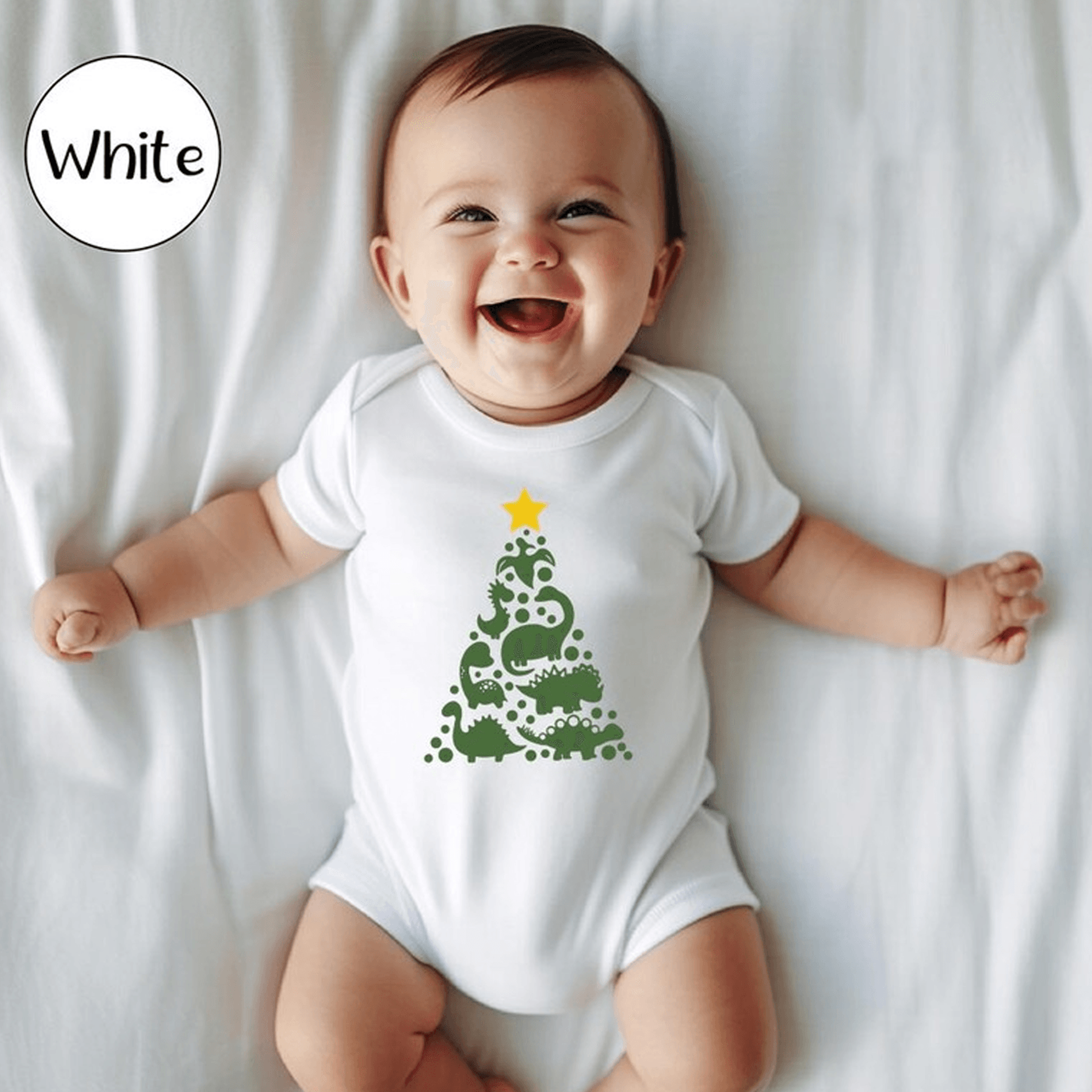dinosaur christmas tree baby bodysuit, dino christmas toddler shirt, kids holiday tee, dinosaur lover xmas gift