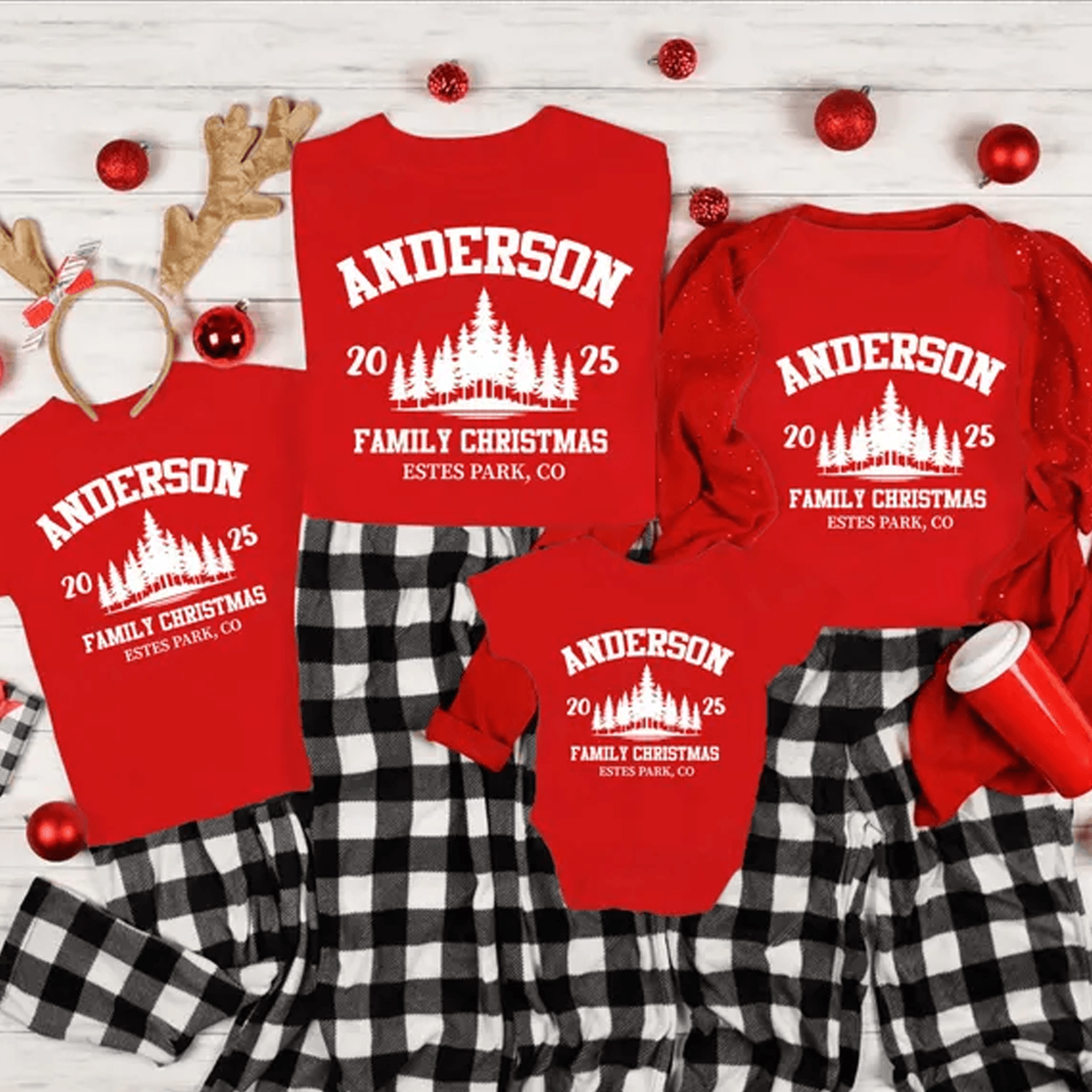 personalized family christmas shirt, custom family name xmas tee, matching christmas pajama shirts, family holiday outfi