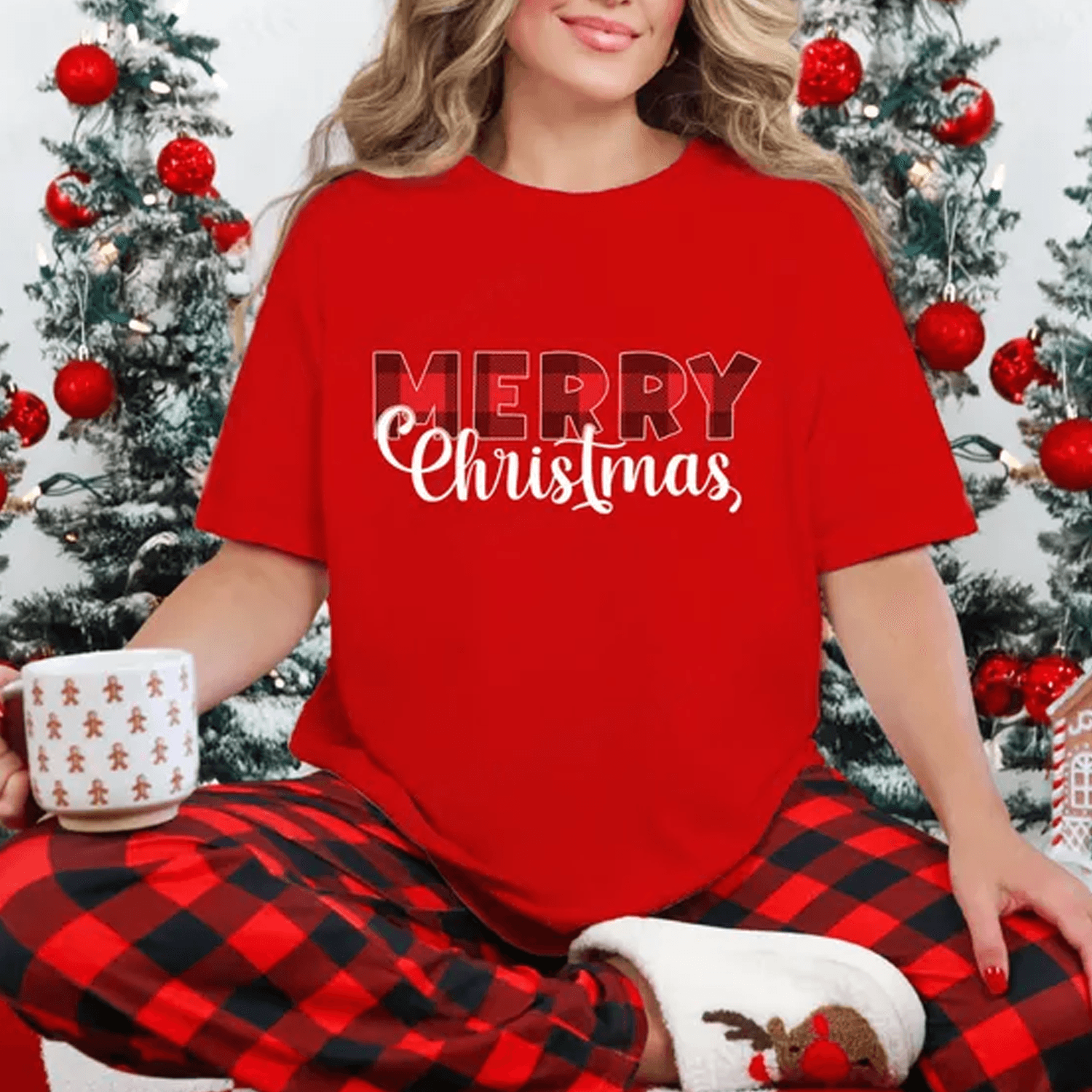 merry christmas buffalo plaid shirt, matching family christmas tee, xmas pajama top, holiday family gift shirt