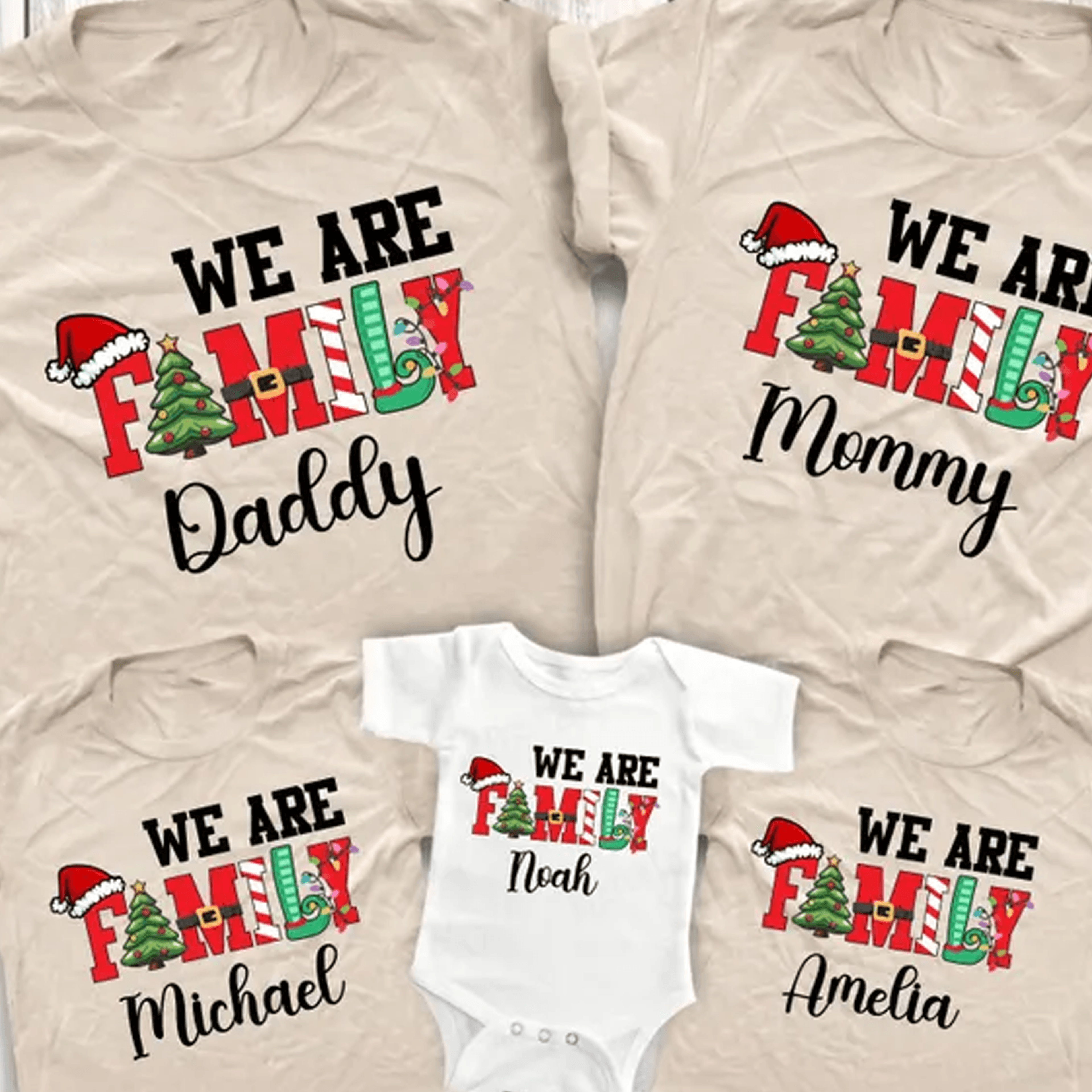 personalized family christmas shirt, custom name monogram xmas tee, matching family pajama top, holiday christmas gift
