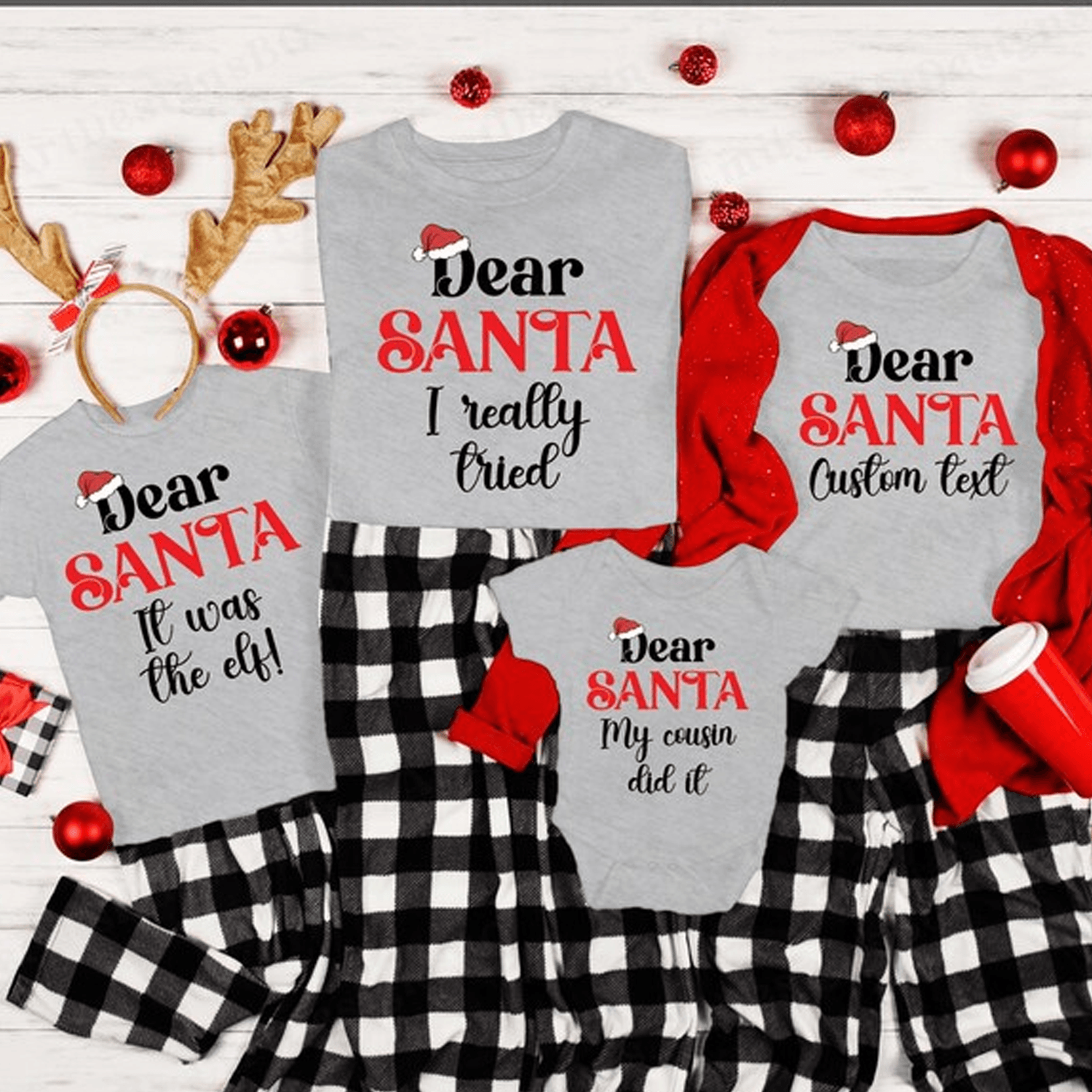 dear santa matching family christmas shirts, funny custom xmas tee, family holiday pajama top, personalized christmas gi