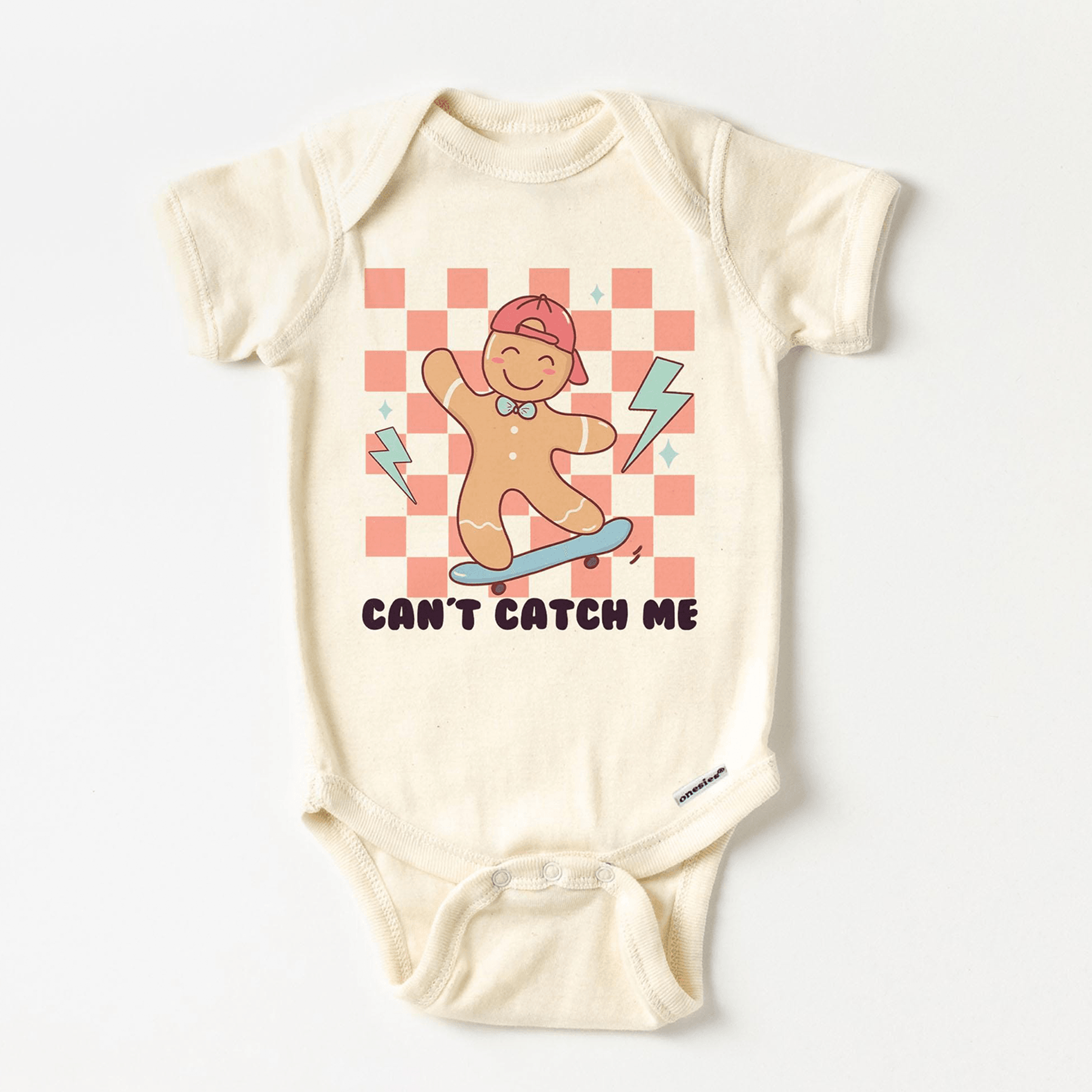 christmas skateboarding gingerbread kids shirt, can't catch me toddler tee, retro holiday youth shirt, baby xmas bodysui
