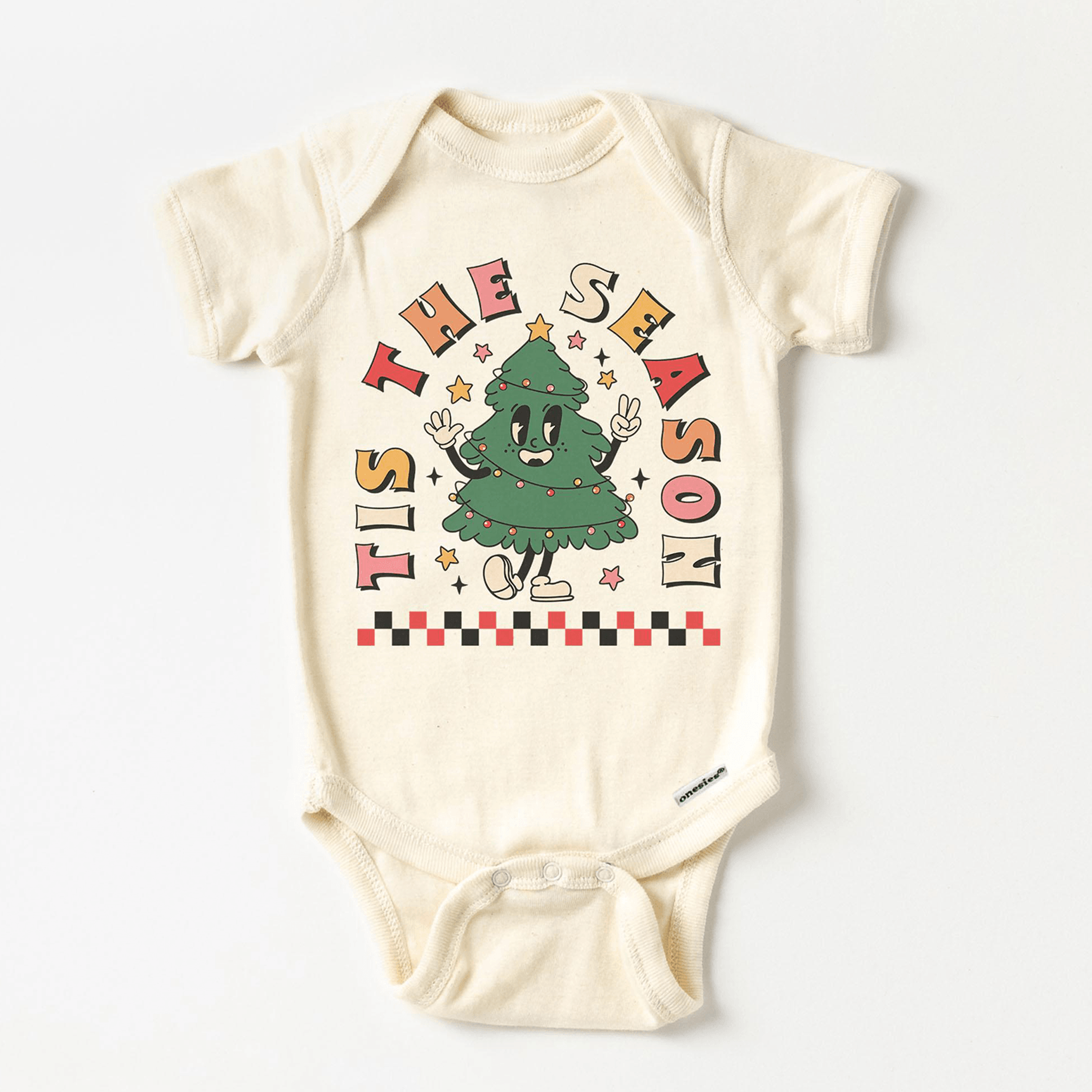 retro christmas tree kids shirt, tis the season toddler tee, groovy holiday youth shirt, baby christmas bodysuit