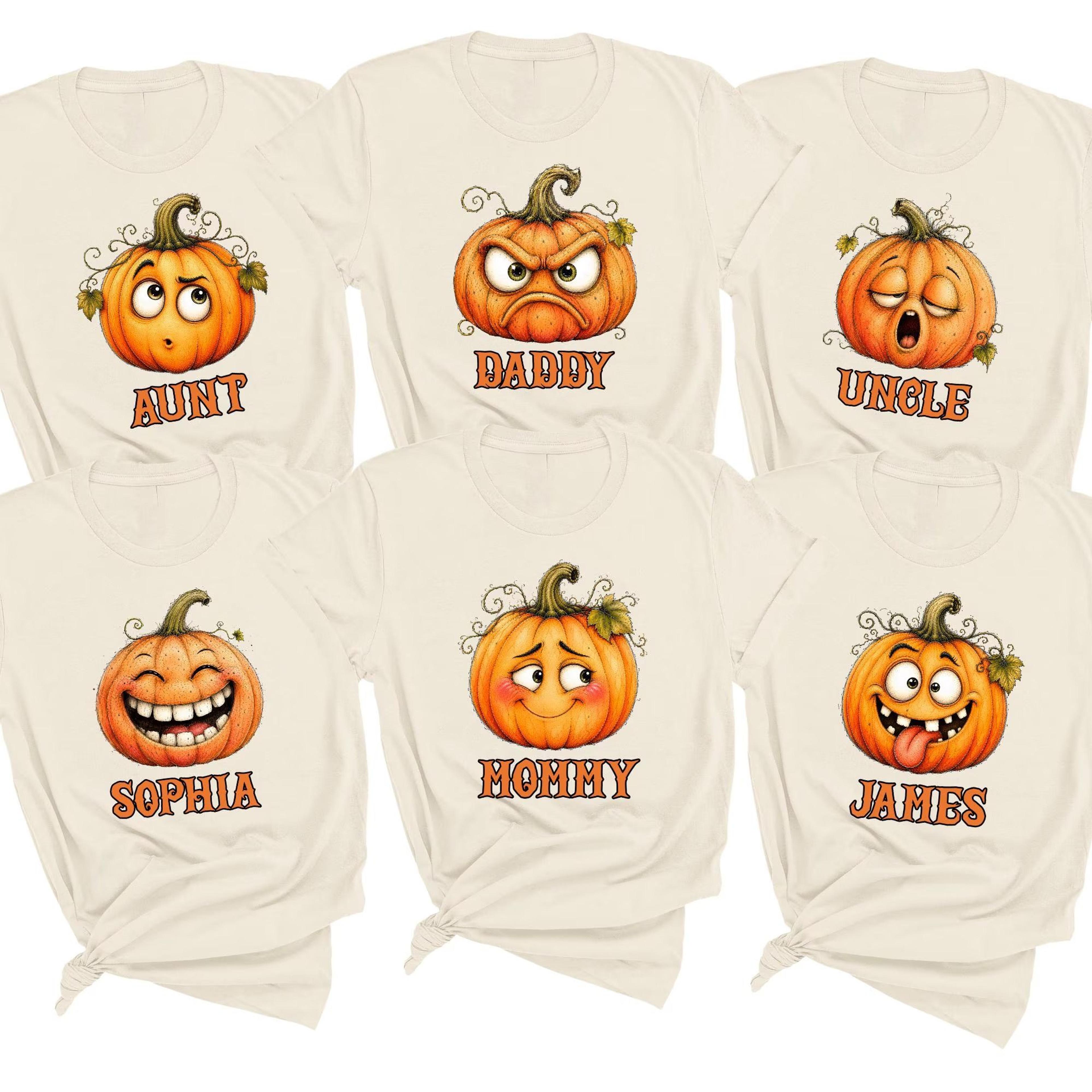 personalized family halloween shirts pumpkin tee matching family halloween outfit spooky pumpkin shirt