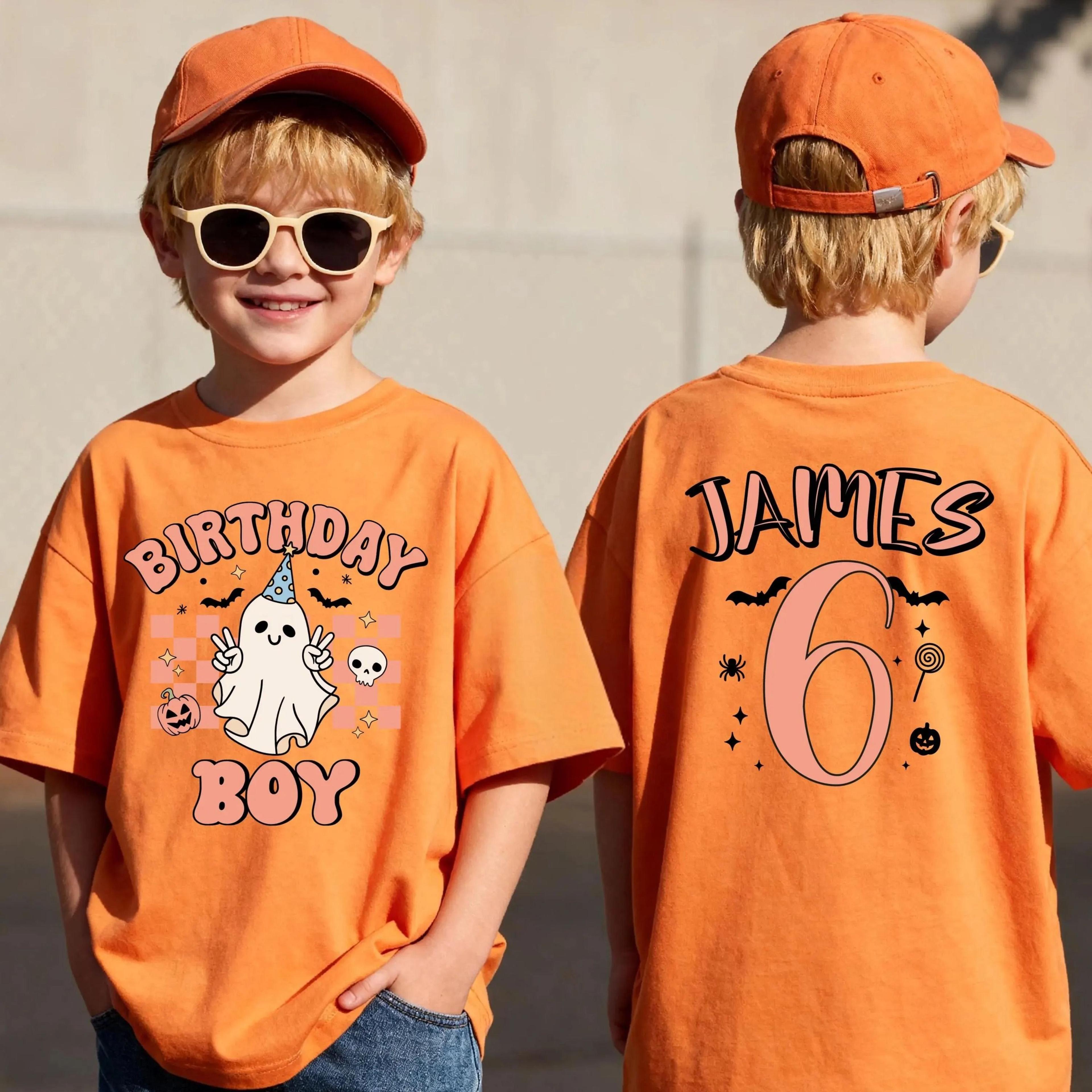 personalized halloween birthday shirt boy ghost birthday tee kids halloween shirt custom name age sweatshirt