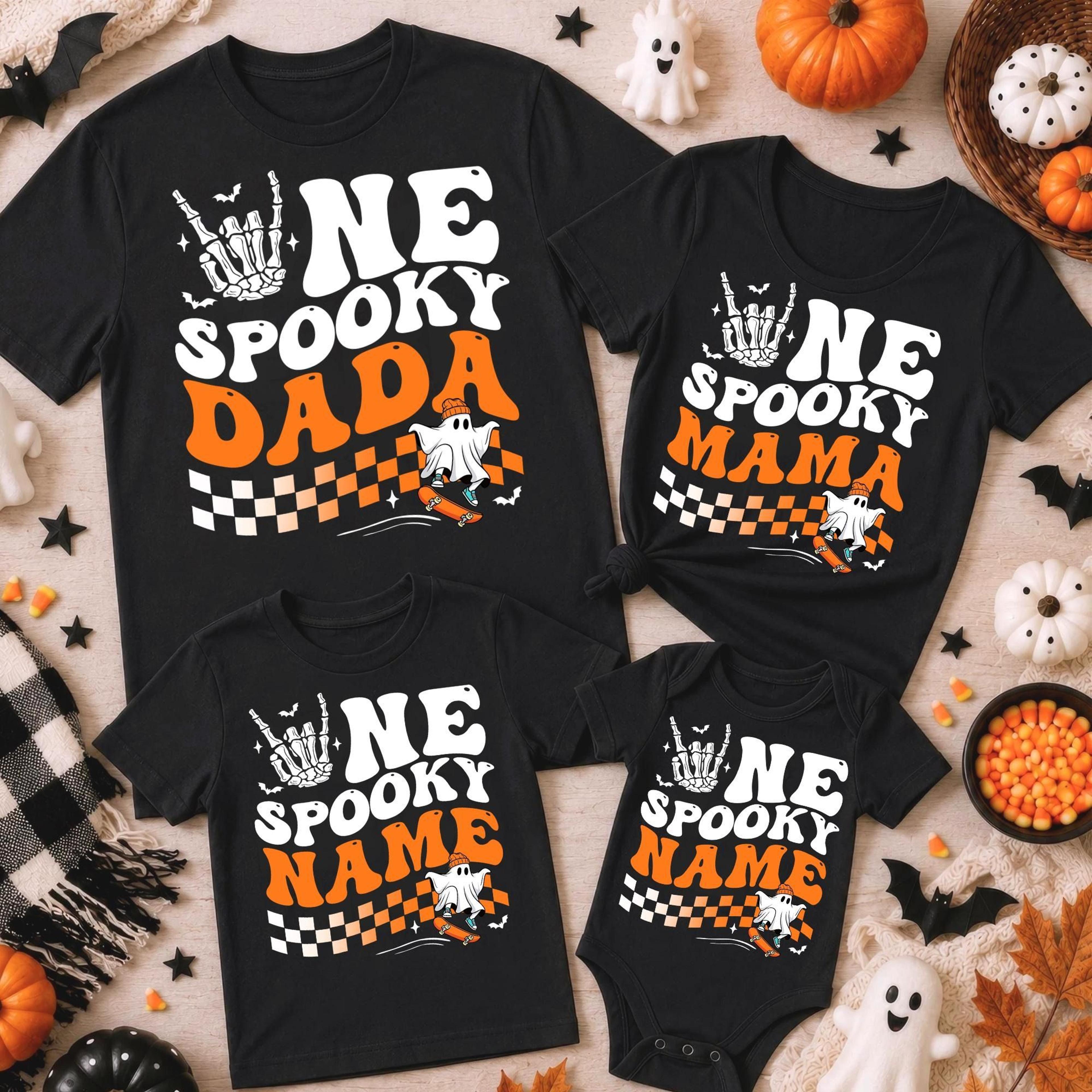 halloween family matching shirts one spooky mama dada kids baby custom name shirt