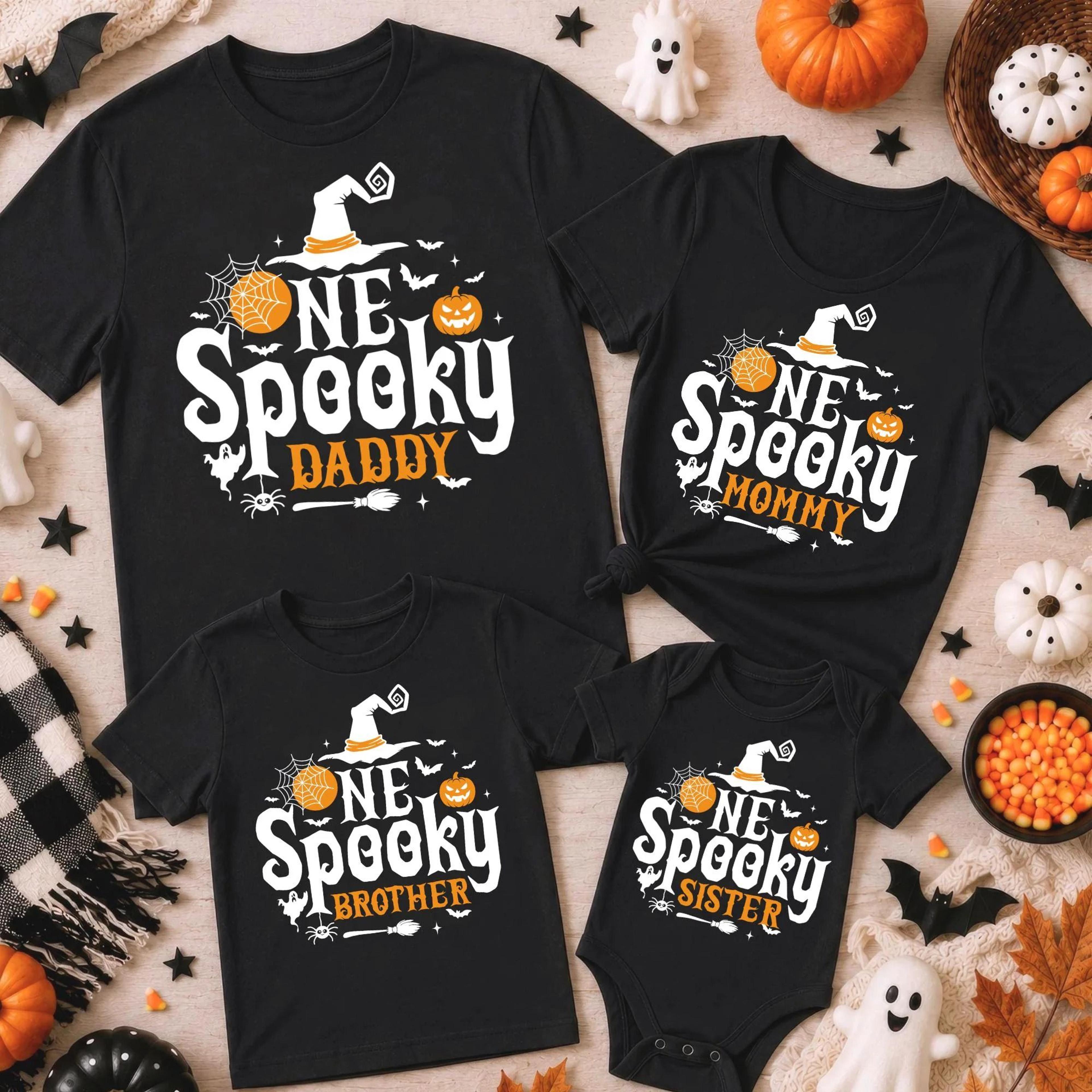 halloween family matching shirts one spooky daddy mommy sister brother baby custom name