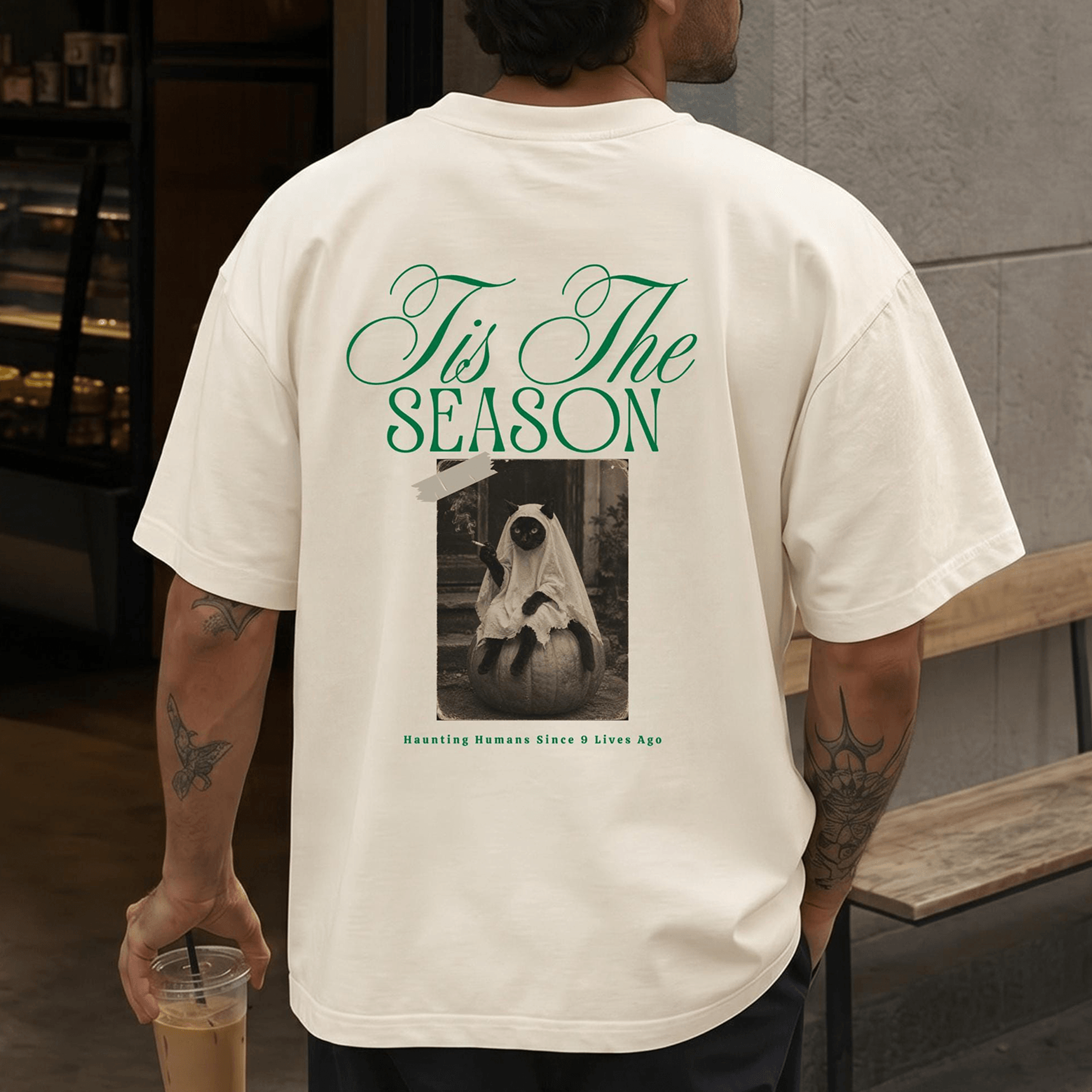 vintage halloween comfort colors shirt, tis the season ghost cat tee, retro black cat pumpkin shirt, spooky season gift
