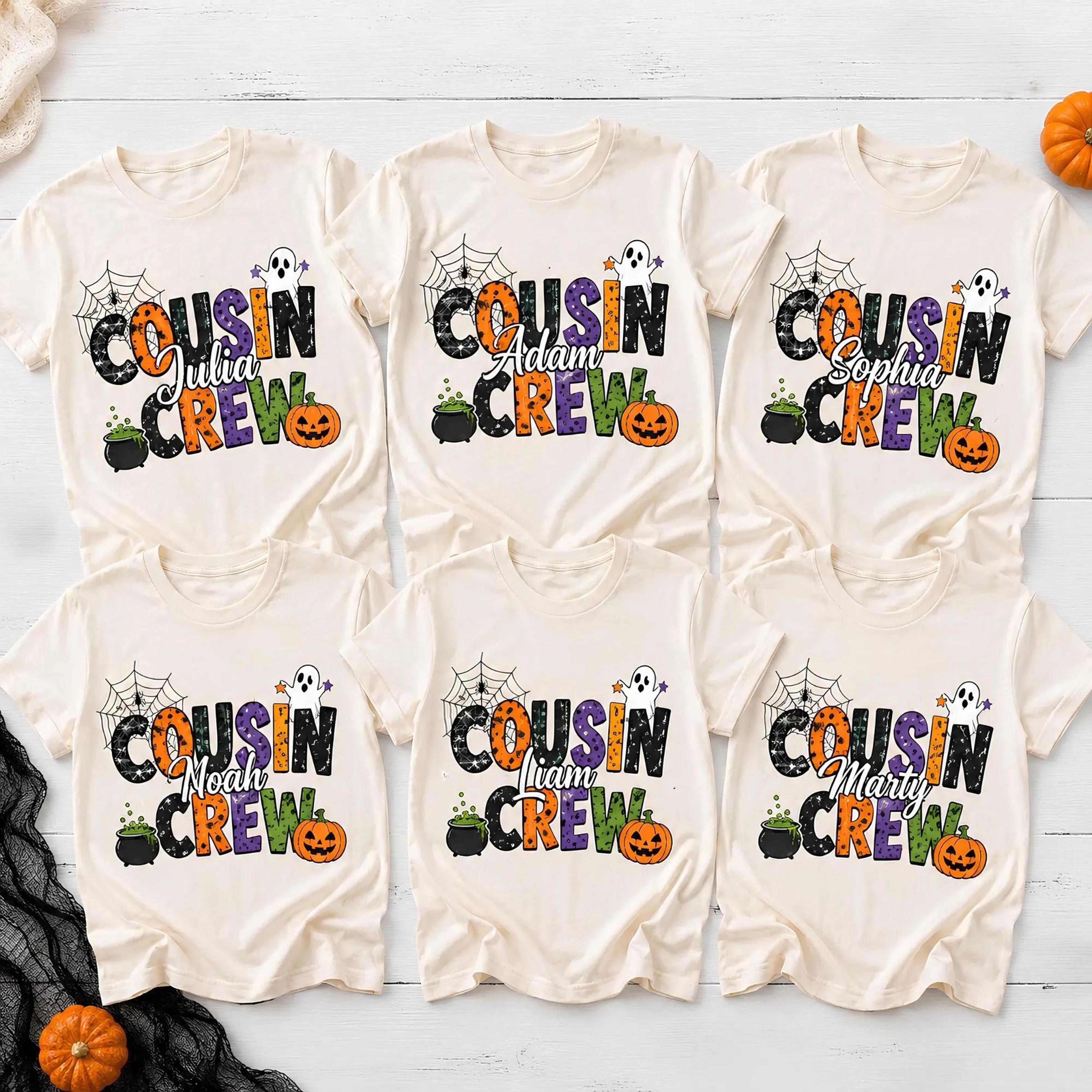 cousin crew halloween shirt, matching family halloween shirts, personalized cousin shirts, kids halloween outfit