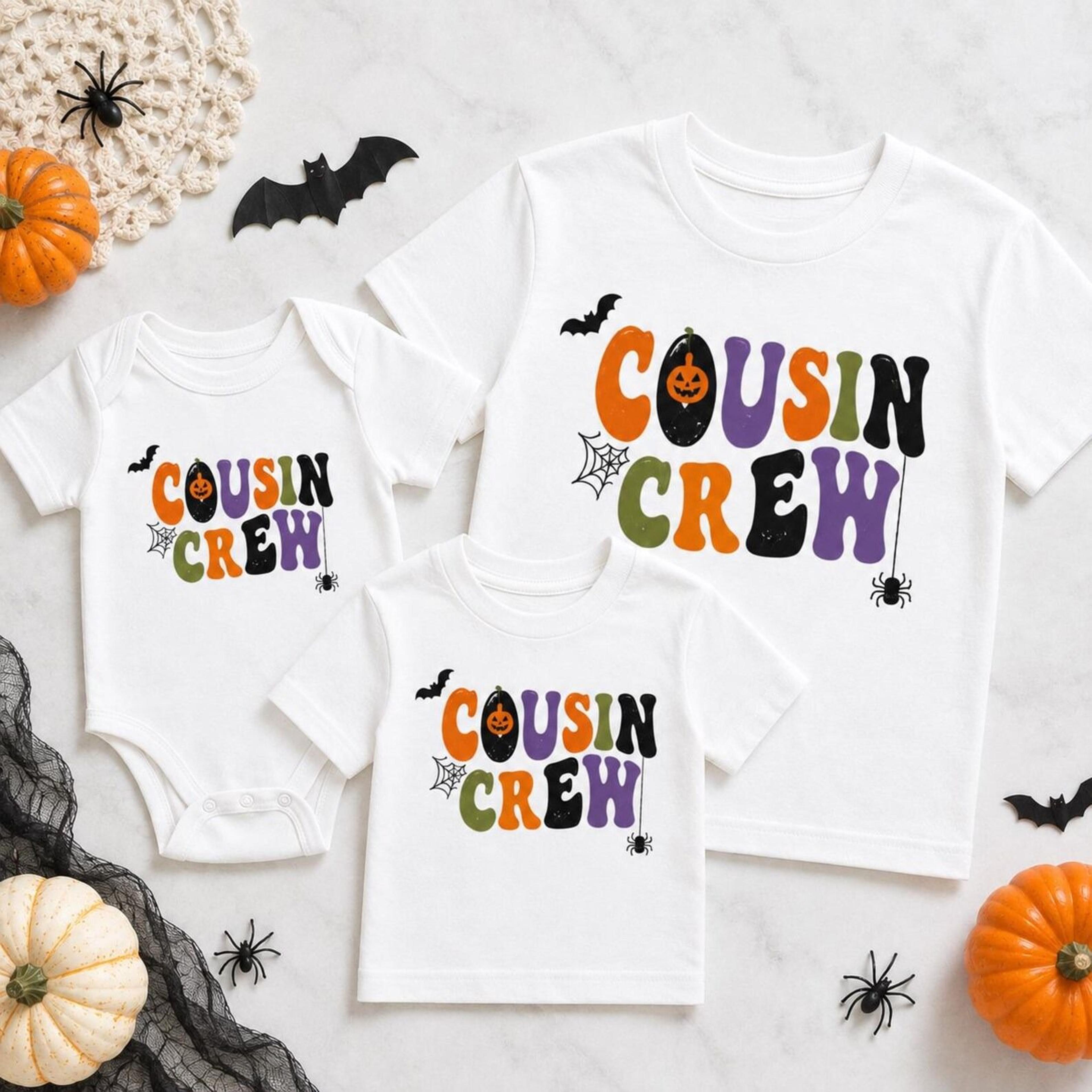 cousin crew halloween shirt kids, matching family halloween shirts, toddler halloween outfit, baby bodysuit halloween