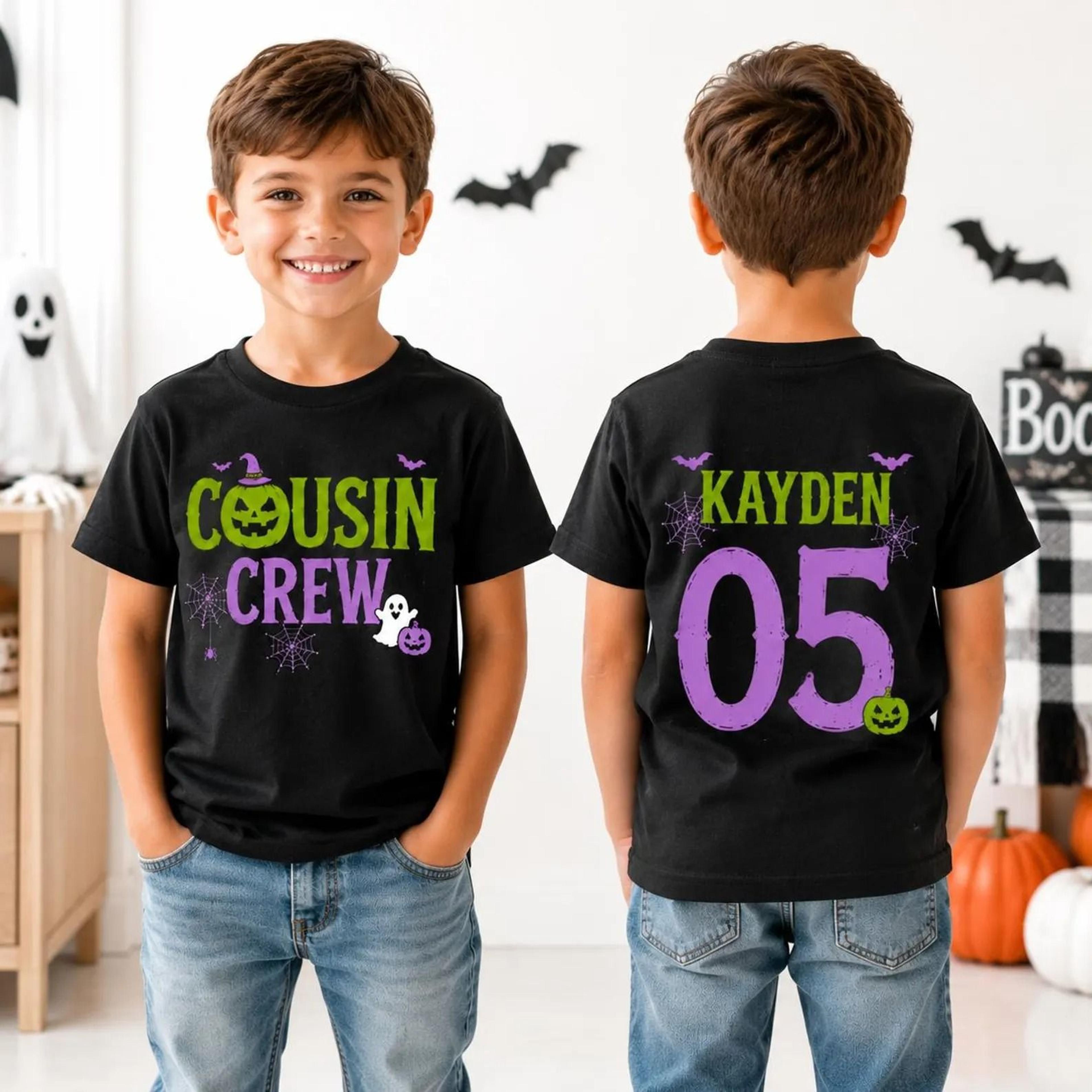 halloween cousin crew shirts, matching family halloween shirts, personalized cousin crew tee, kids halloween shirt