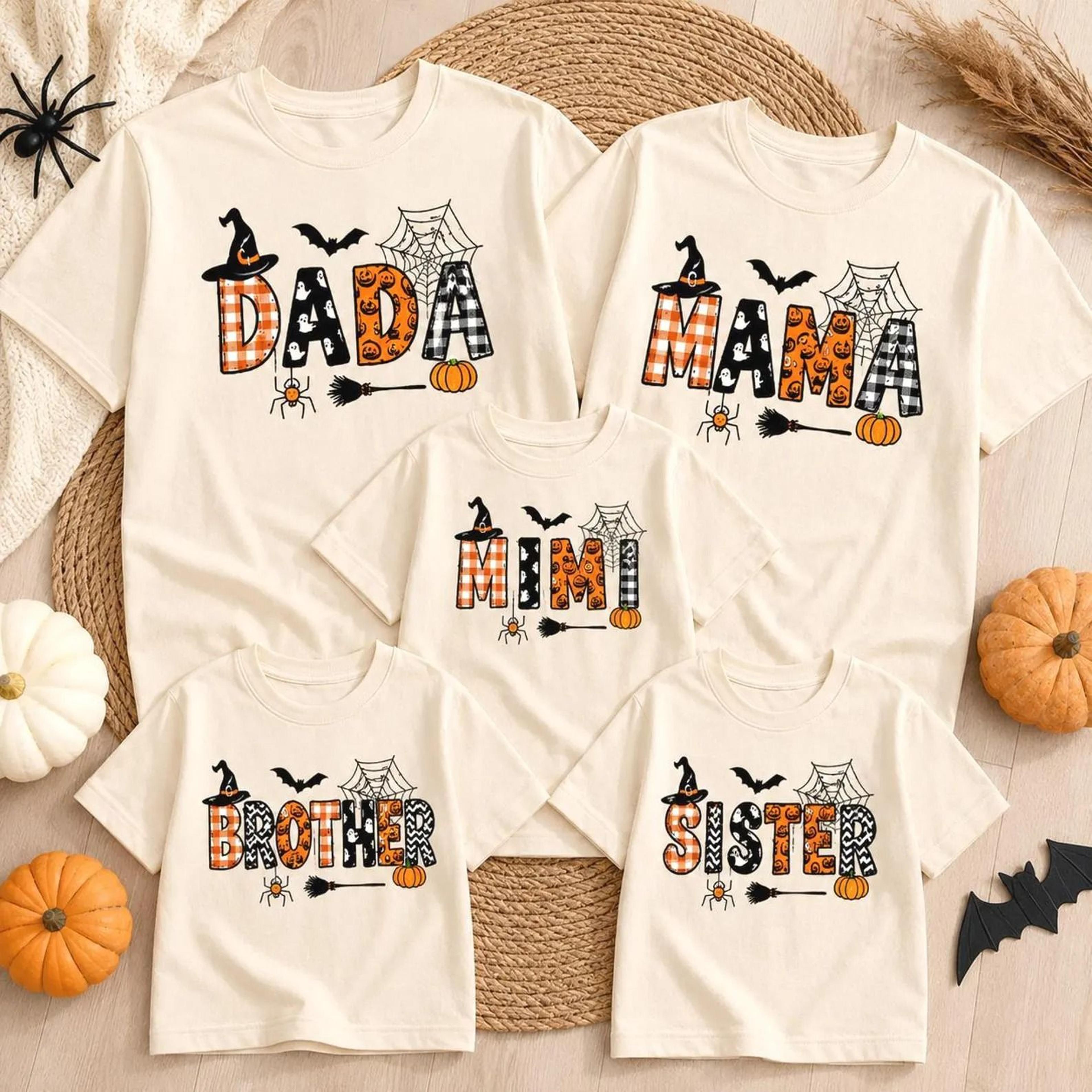matching family halloween shirts, mama dada mimi brother sister shirt, halloween family outfit, cute spooky family shirt