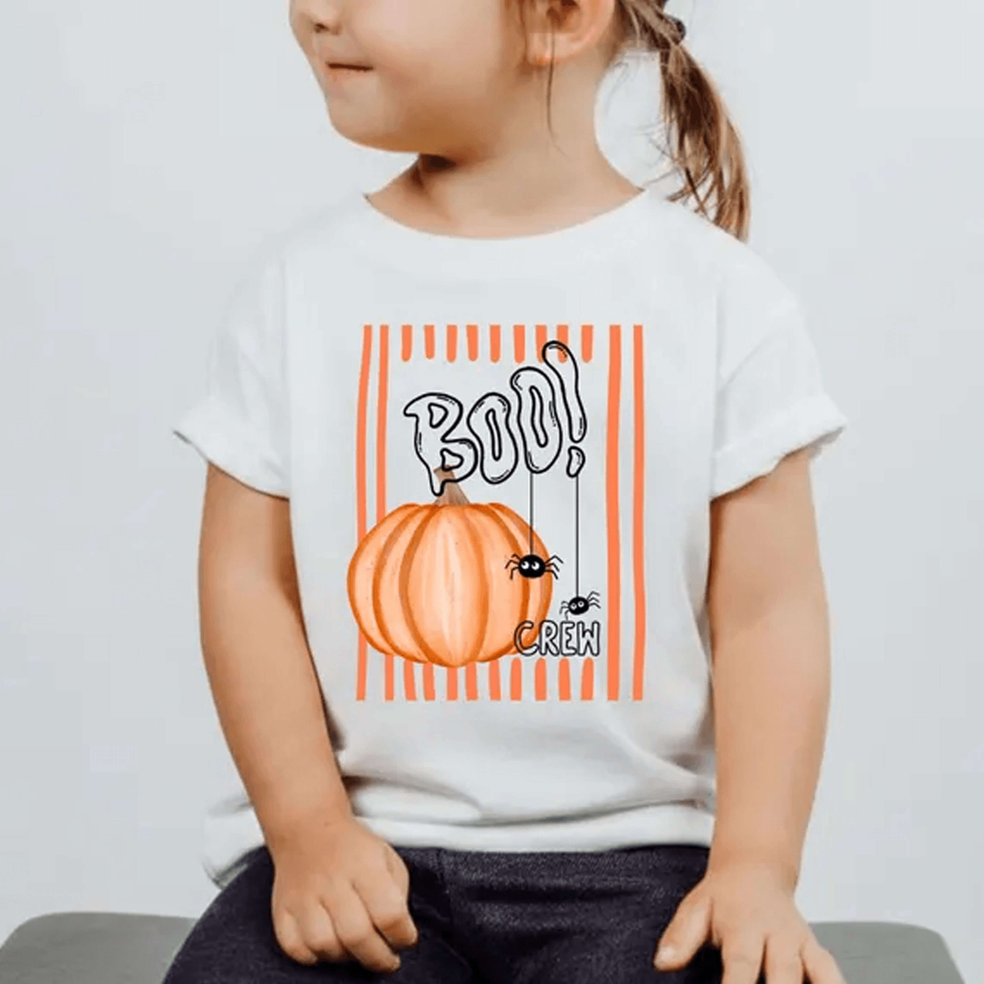 boo crew halloween shirt, pumpkin spider retro tee, matching family spooky season shirt, toddler kids trick or treat out