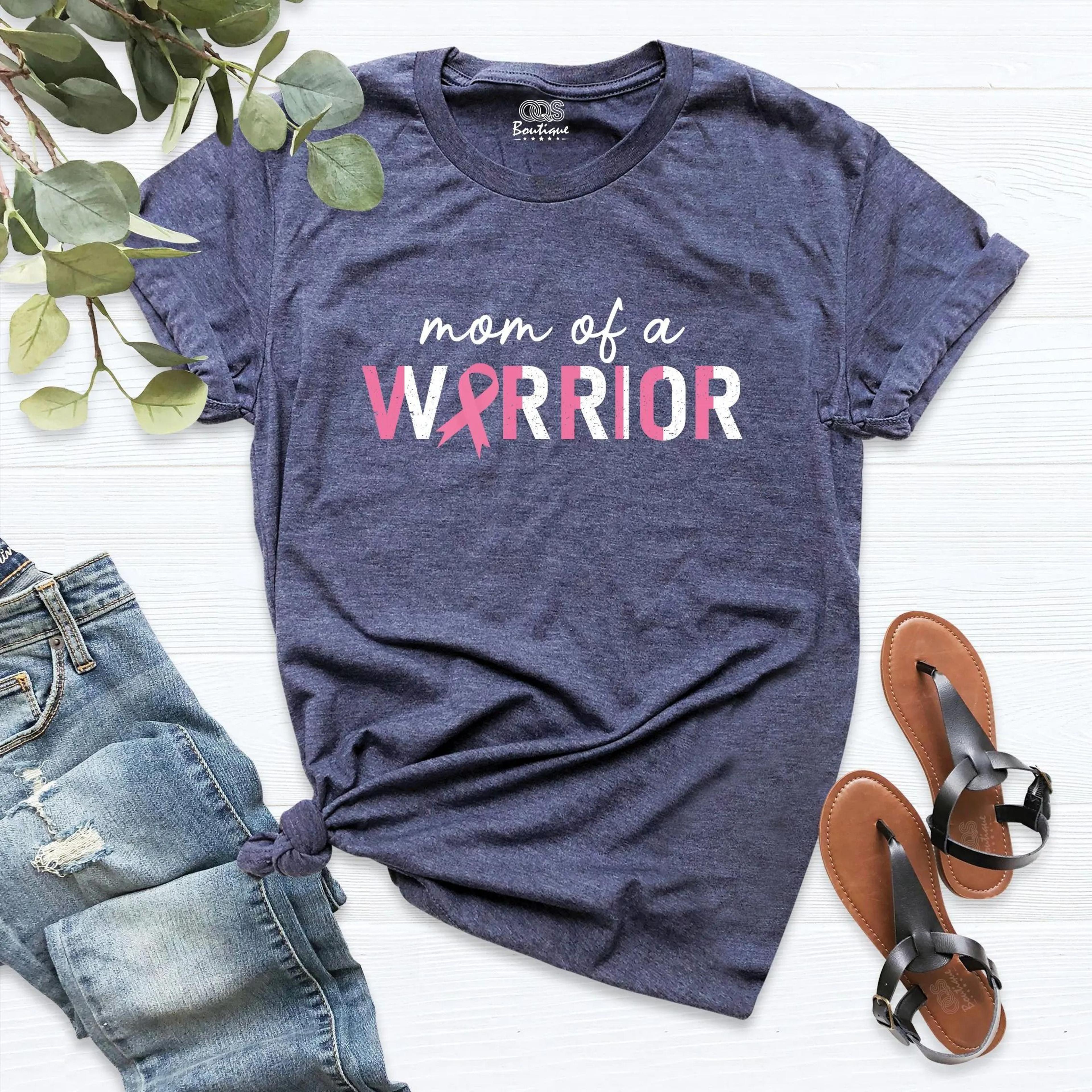 mom of a warrior shirt, breast cancer awareness mom tee, pink ribbon support shirt for moms
