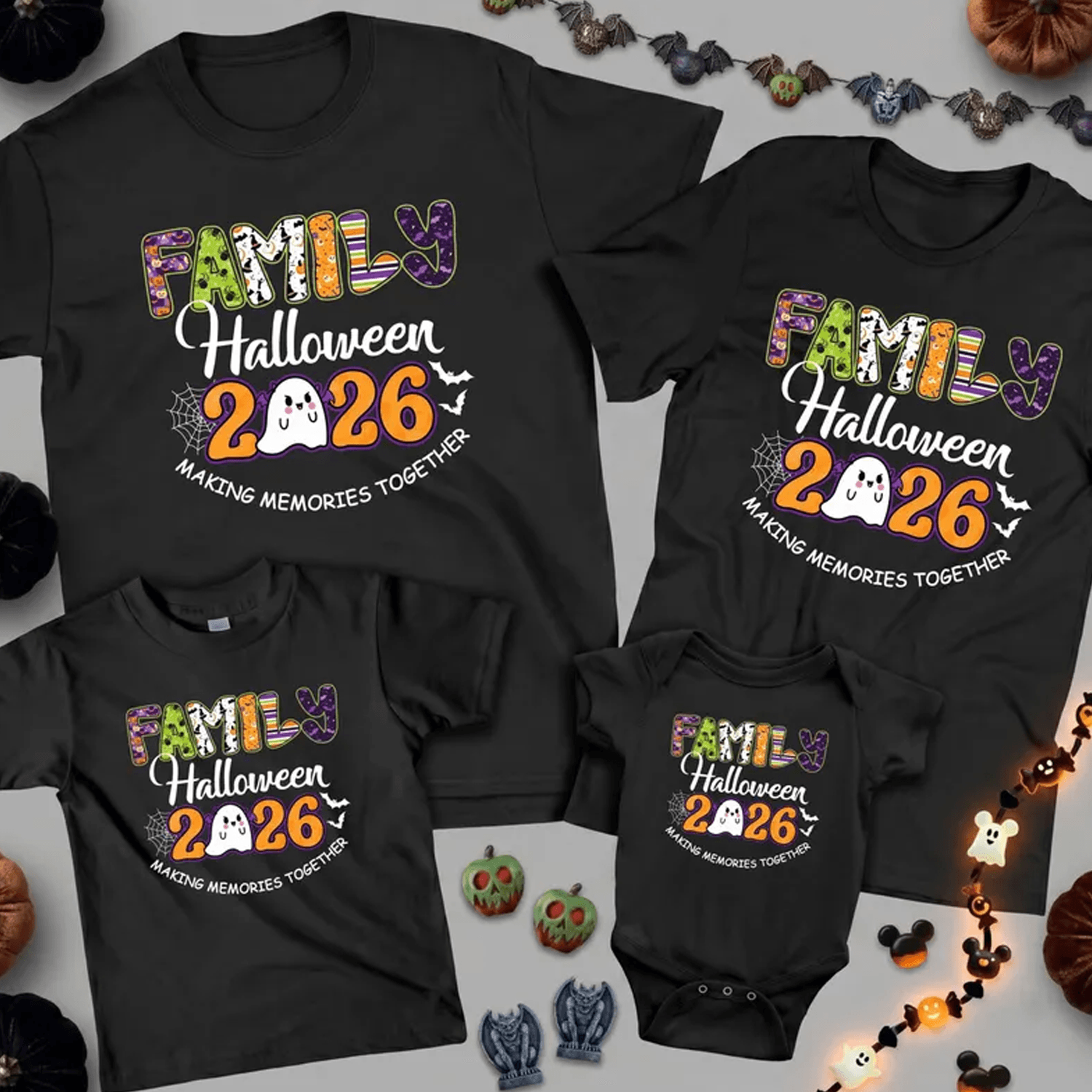 family halloween shirt 2026, matching family halloween tees, cozy fall pumpkin patch outfit, spooky season family shirts