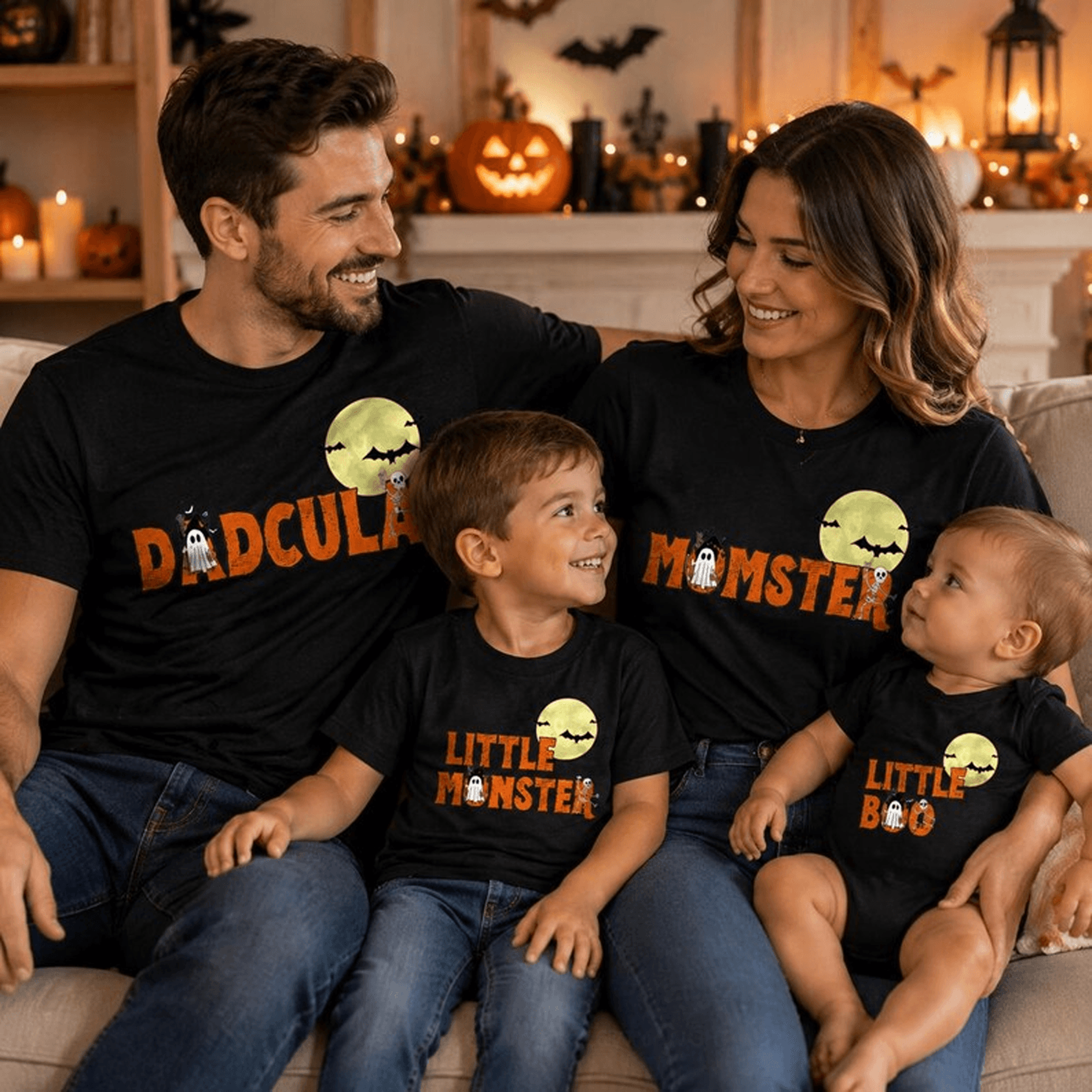momster dadster little monster halloween shirts, matching family spooky tees, mom dad kids trick or treat halloween outf
