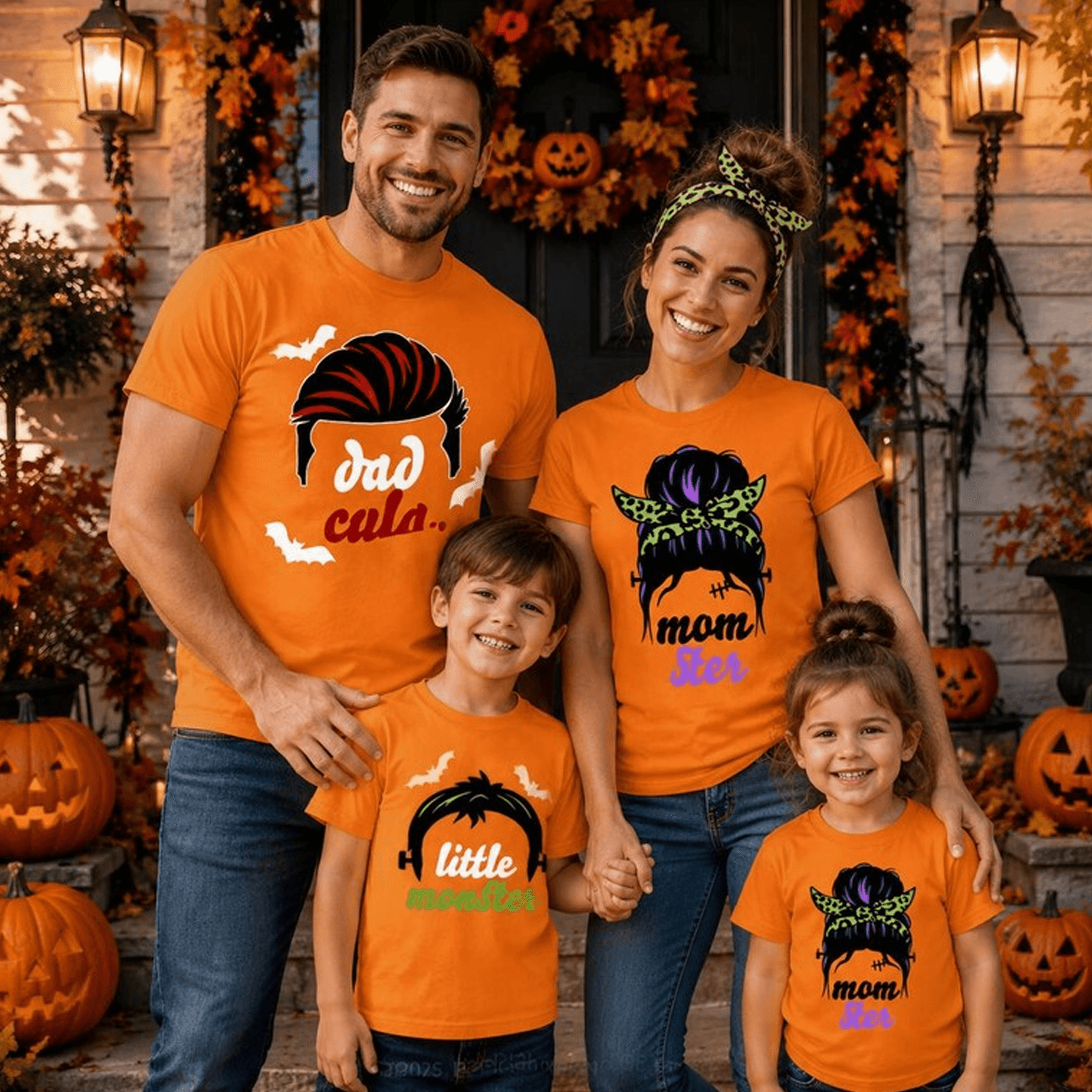 halloween matching family shirts, spooky dad mom kids tees, ghost pumpkin trick or treat outfit, family halloween gift