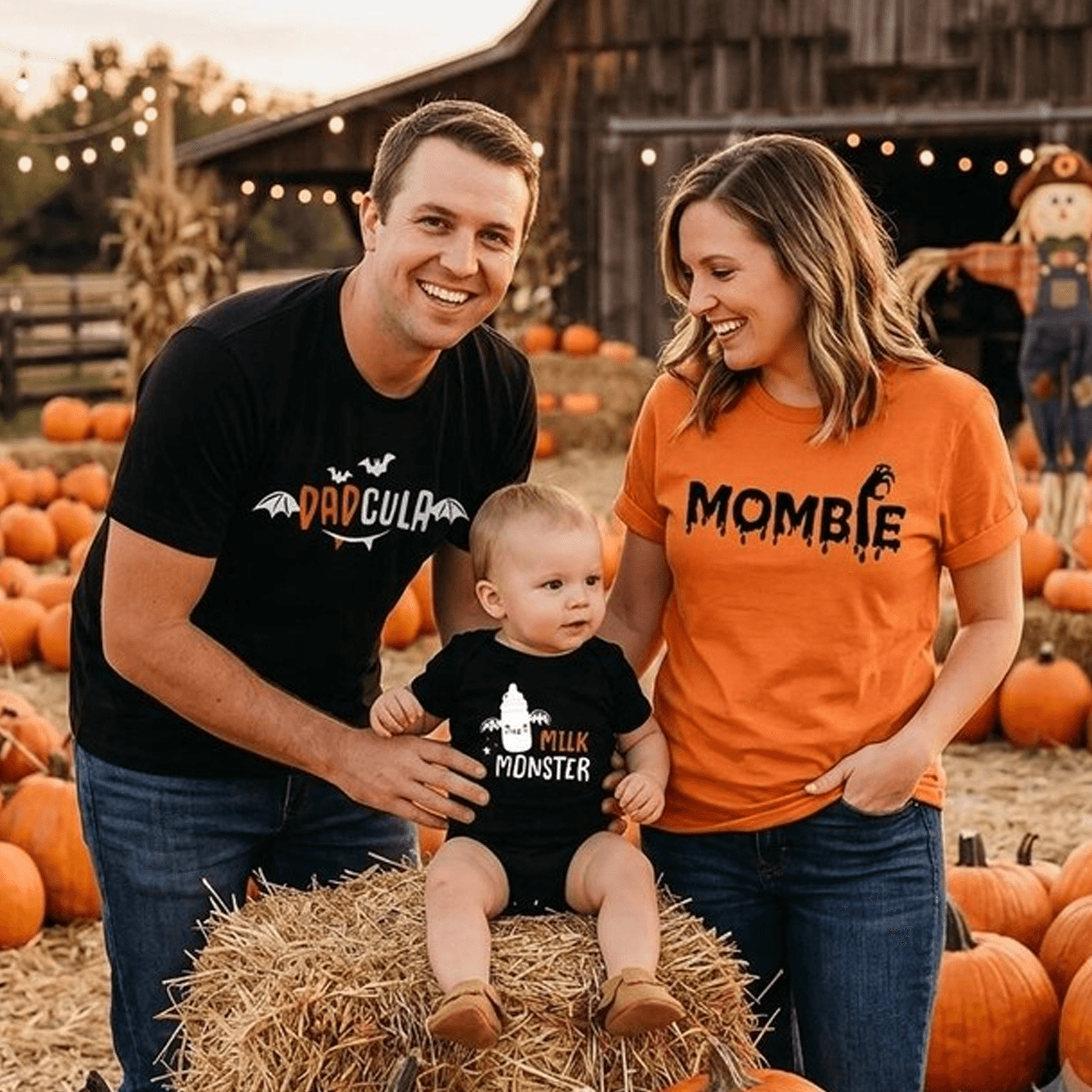 funny halloween family shirts, matching spooky family tees, mom dad kids trick or treat outfit, halloween group gift